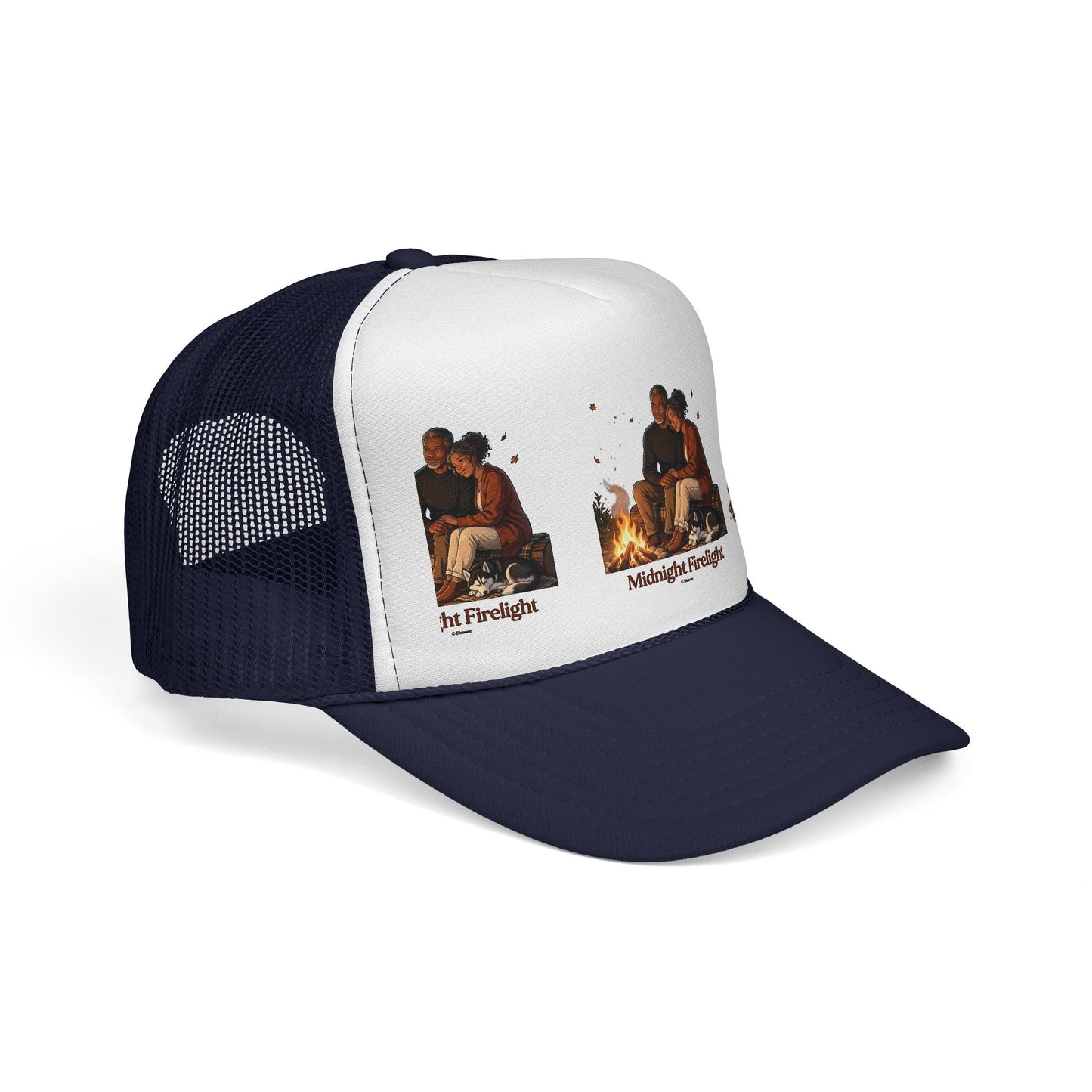 Trucker Cap — 'Midnight Firelight' Campfire Graphic Hat