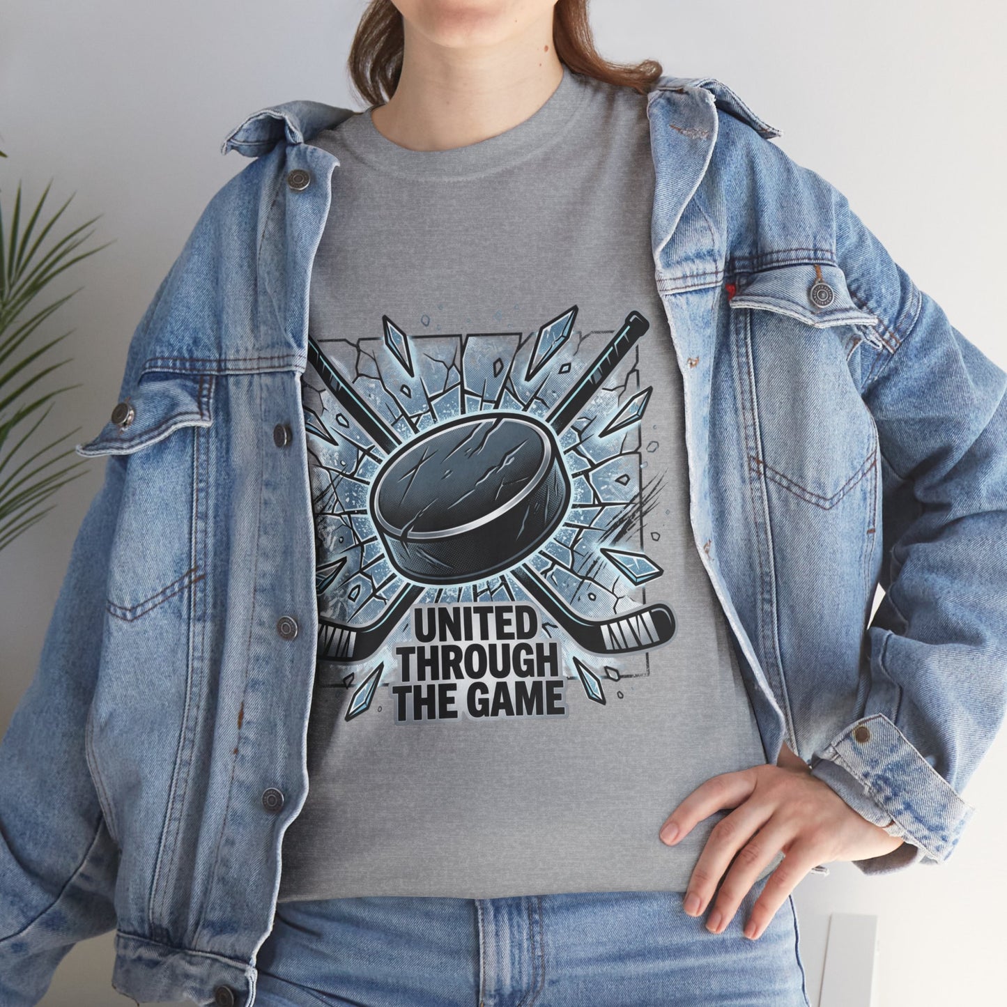 Hockey T-Shirt — "United Through the Game" Graphic Tee