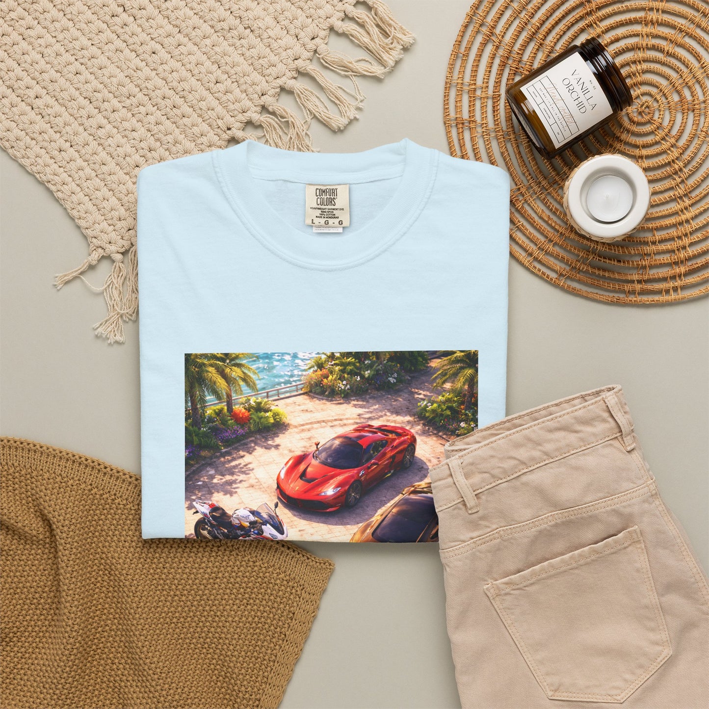 MULTI-VEHICLE - T-Shirt — Tropical Sports Cars & Motorbikes Print