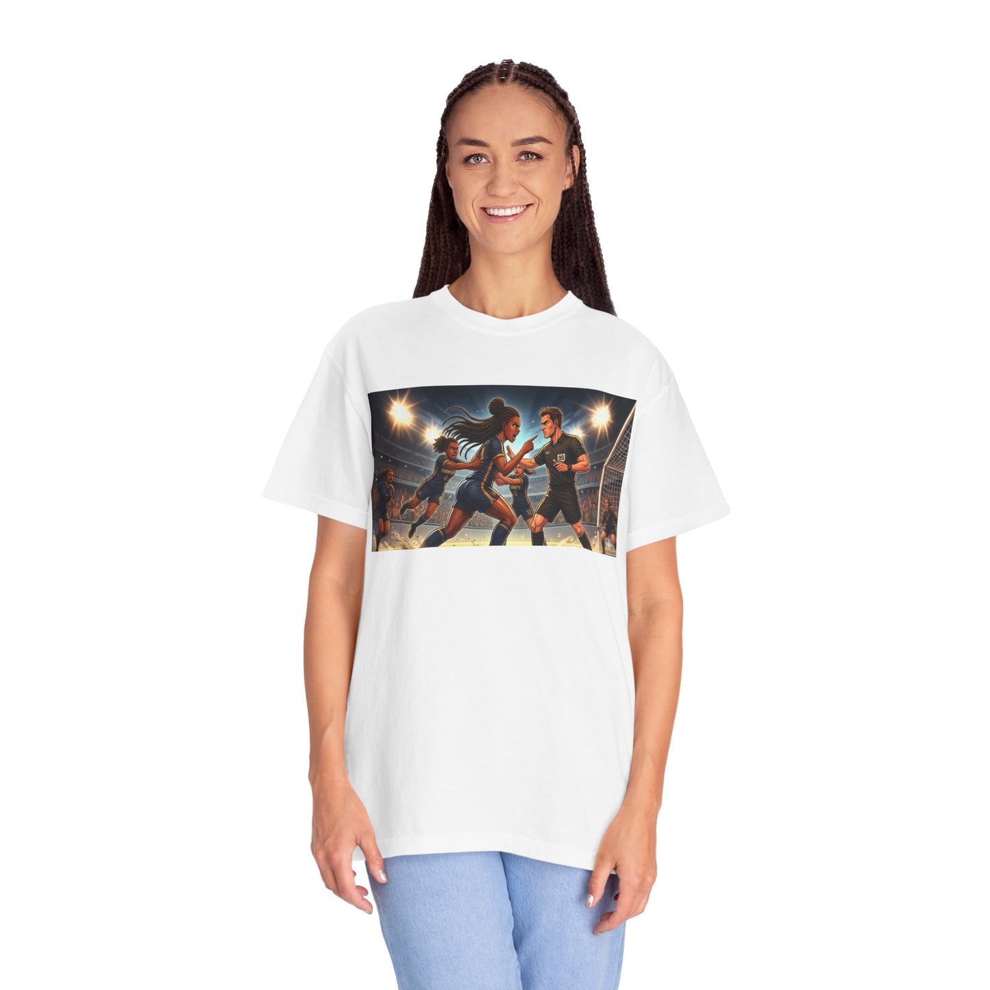 Soccer Night Match T-Shirt — Dynamic Players Under Stadium Lights