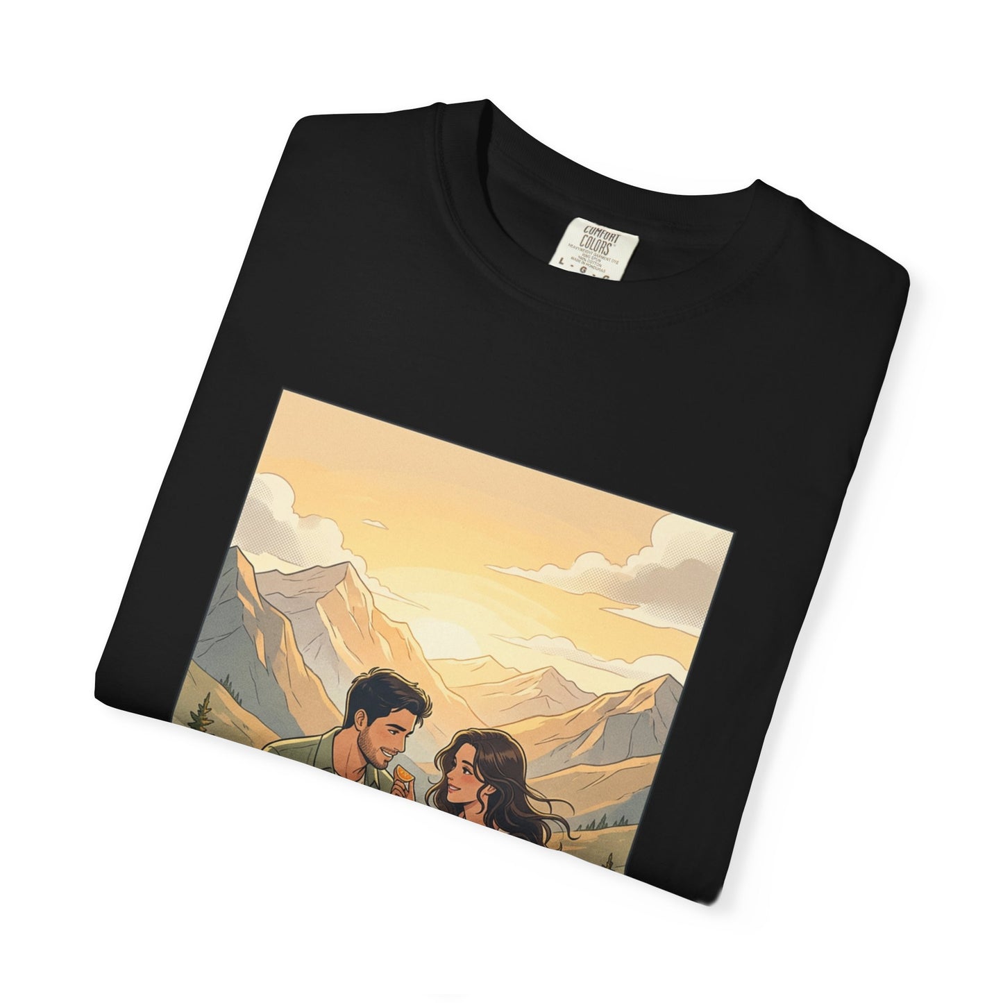 Couples Mountain Picnic T-Shirt — 'Opening Up' Scenic Graphic Tee