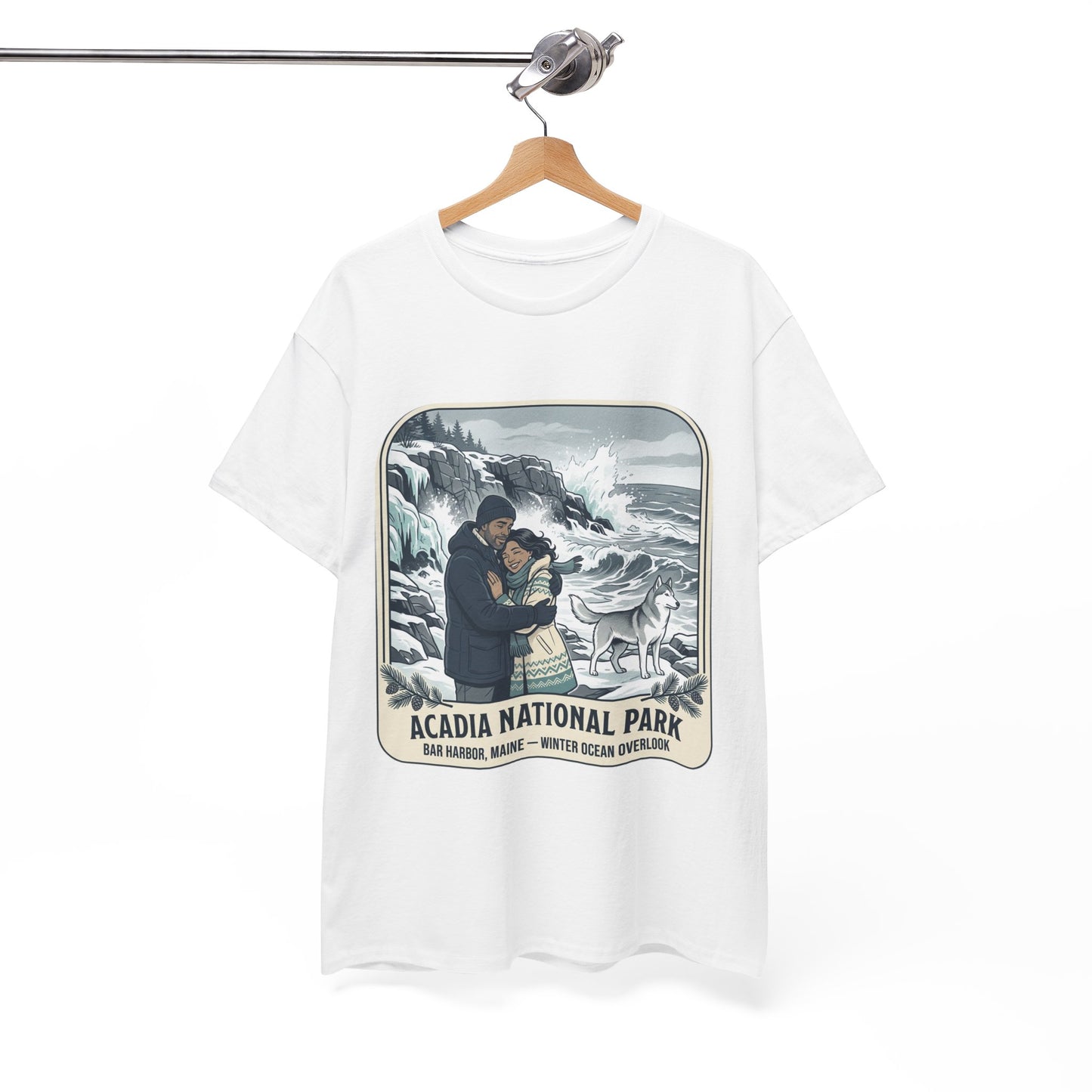 Acadia National Park Tee — Coastal Winter Couple Graphic