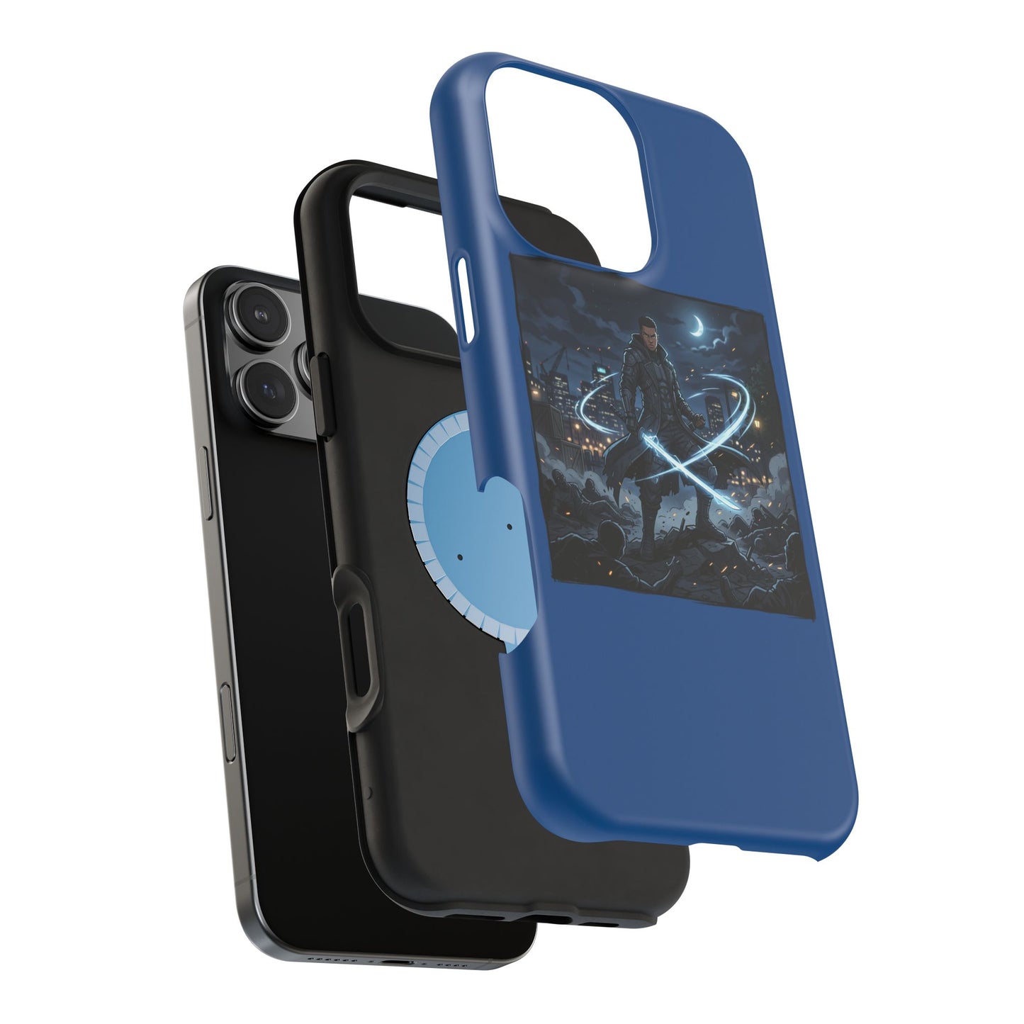 Magnetic Impact-Resistant Phone Case — Night Warrior Sci‑Fi Design