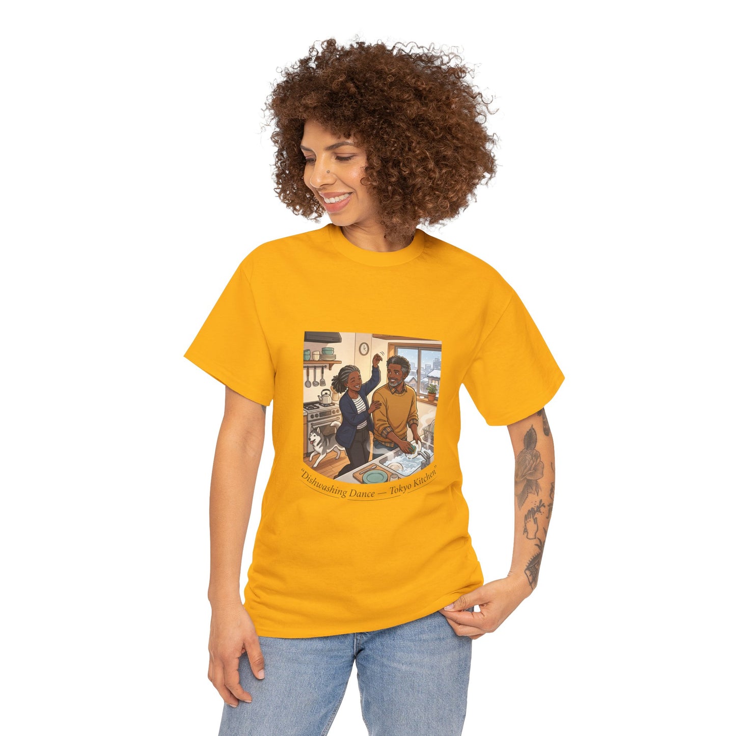 Dishwashing Dance Tee — Couple Kitchen Graphic T-Shirt