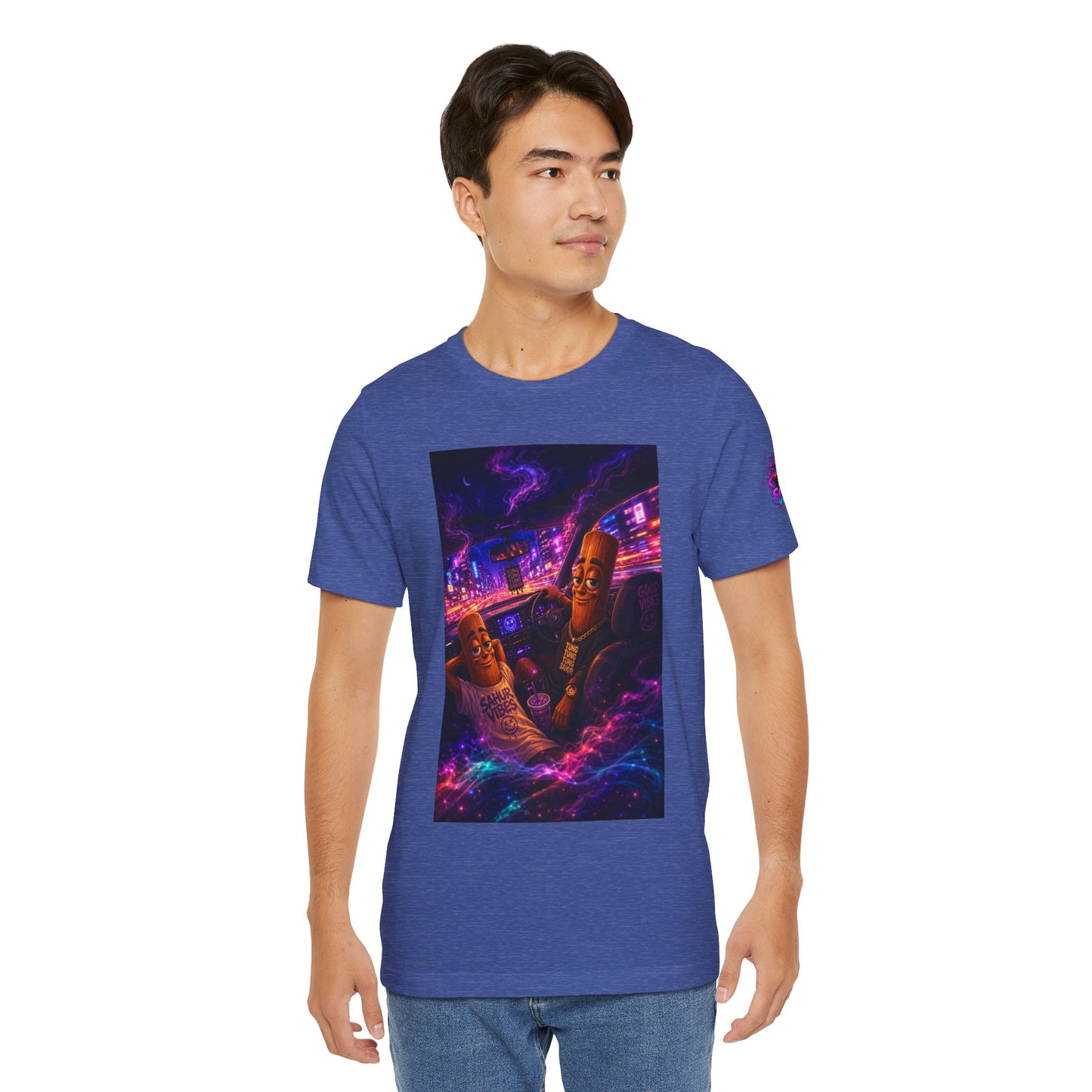 Tung Tung Tung Sahur Who Ride Like Us T-Shirt — Night Cruise Vaporwave Graphic Tee
