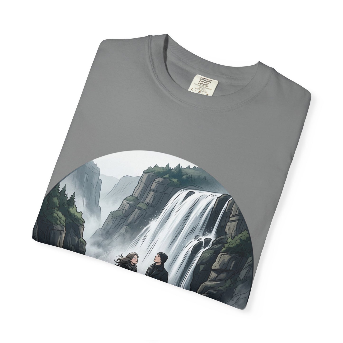 Explore More T-Shirt — Adventure Graphic Tee with Waterfall Scene
