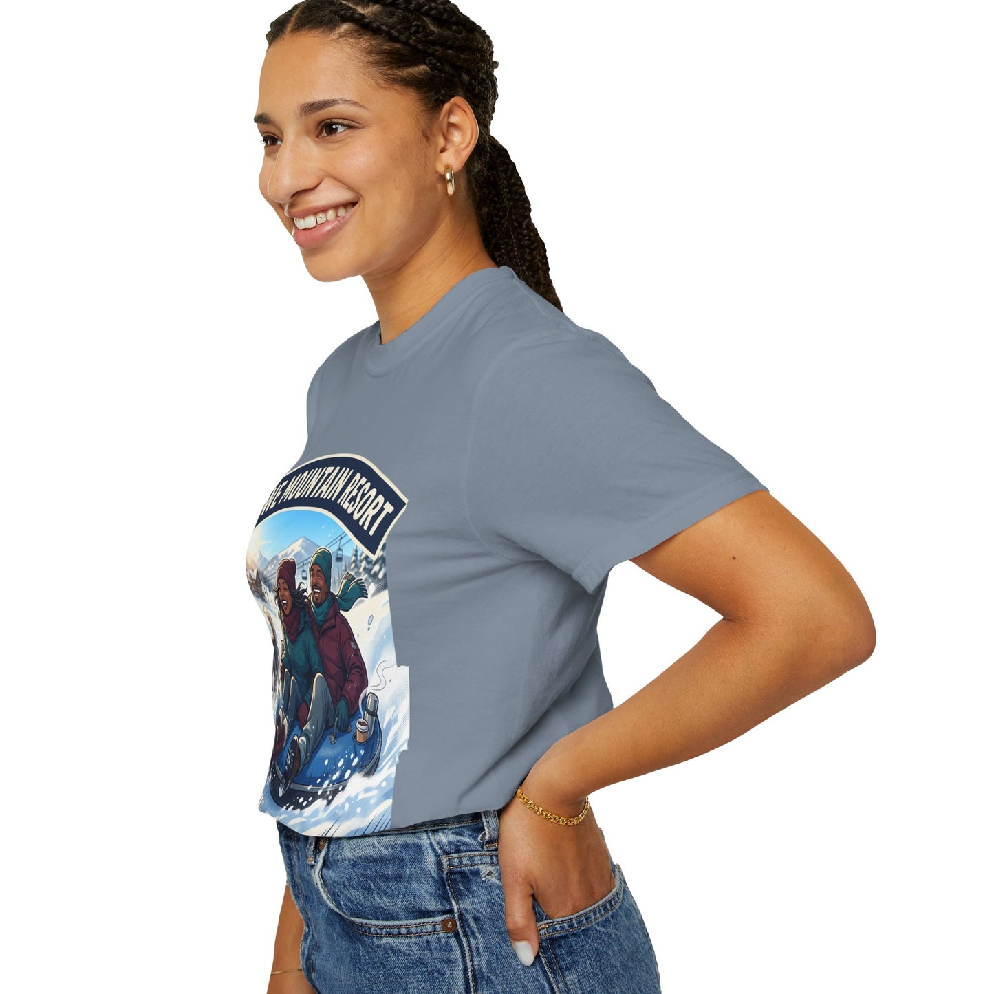 Stowe Mountain Resort Snow Tubing T-Shirt — "Vermont Joy" Winter Apparel