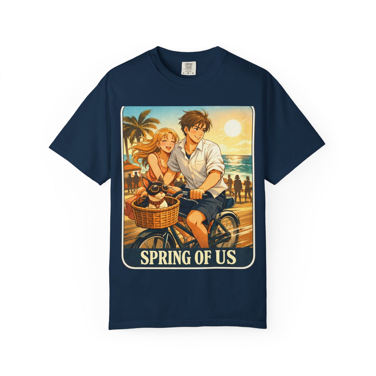 Spring of Us T-Shirt — Vintage Beach Couple Bicycle Design