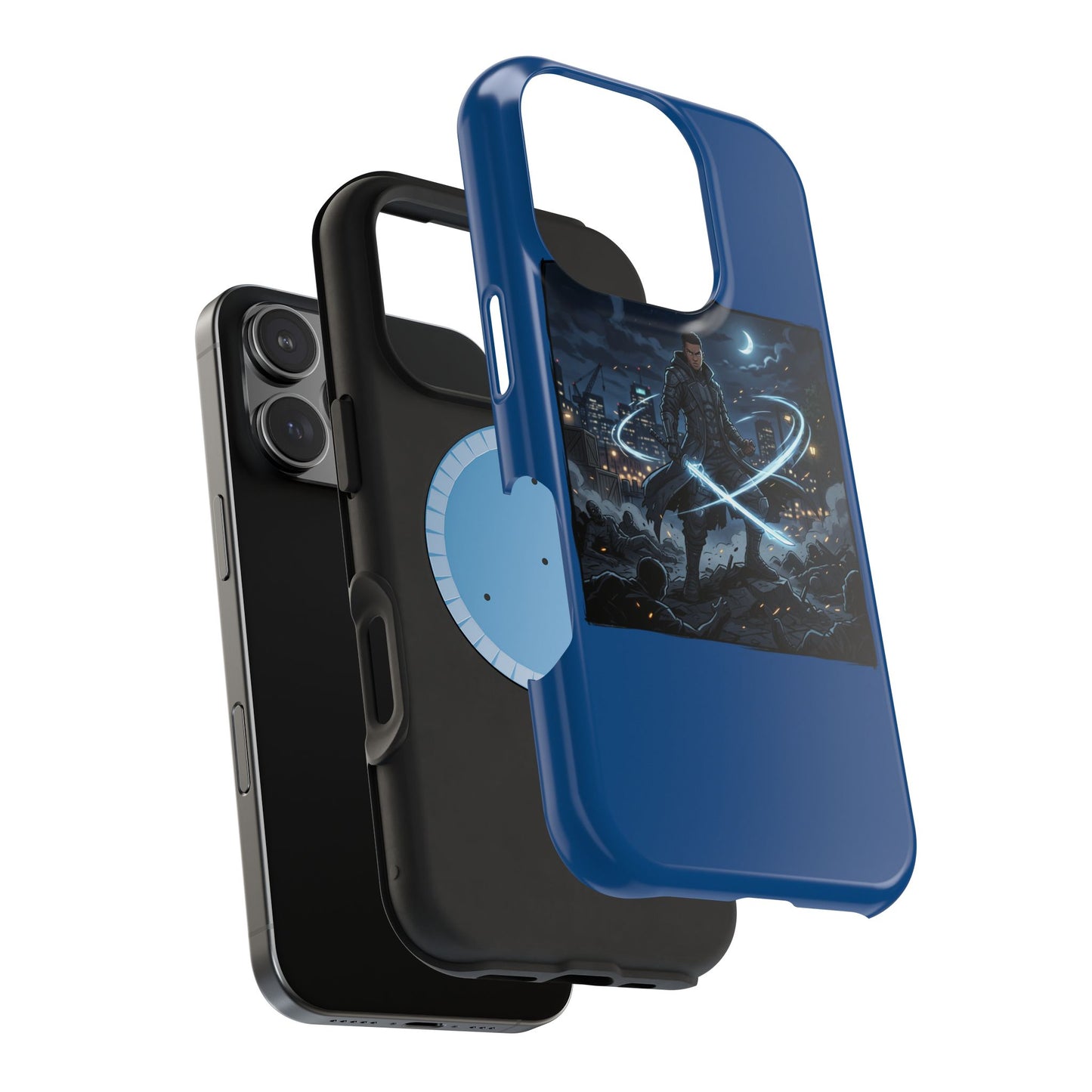 Magnetic Impact-Resistant Phone Case — Night Warrior Sci‑Fi Design