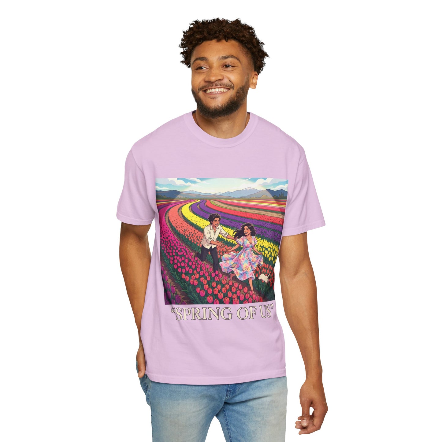 Spring of Us T-Shirt — Floral Field Vintage Couple Graphic Tee