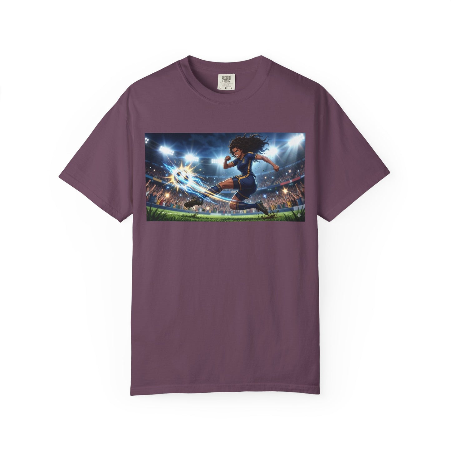 Soccer Kick Graphic T-Shirt — Energetic Stadium Football Design