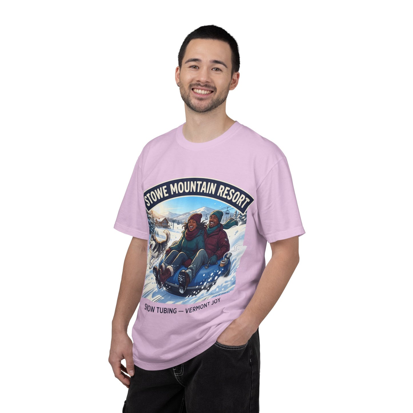 Stowe Mountain Resort Snow Tubing T-Shirt — "Vermont Joy" Winter Apparel