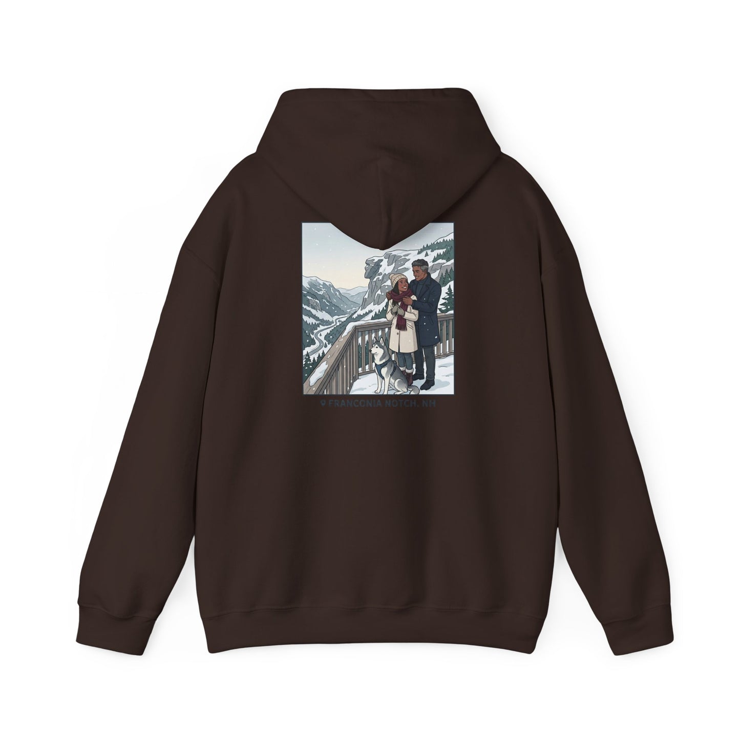 Winter Couple Photo Hoodie — Vintage Alps Travel Graphic Sweatshirt