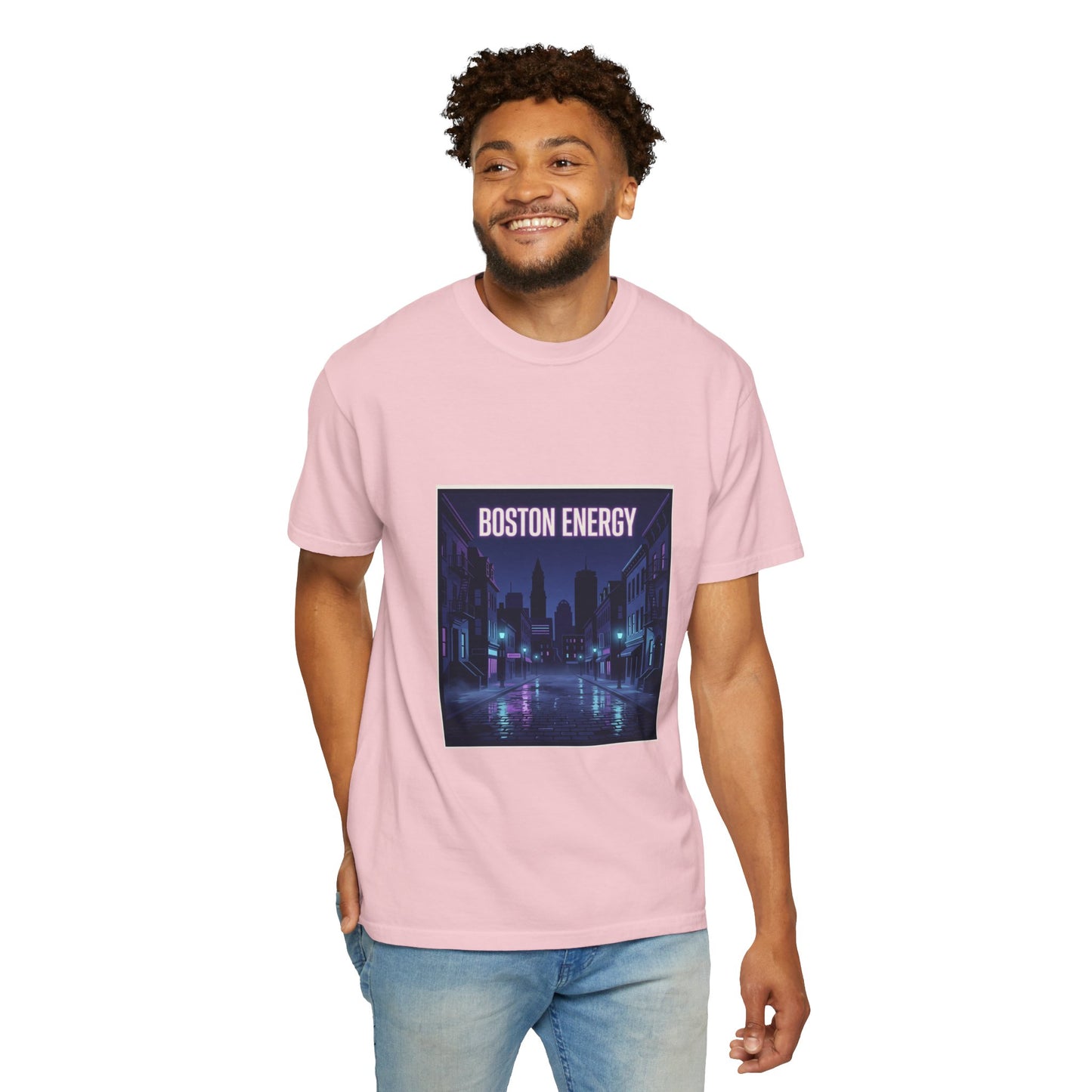 Boston Energy T-Shirt — Neon Cityscape Graphic Tee