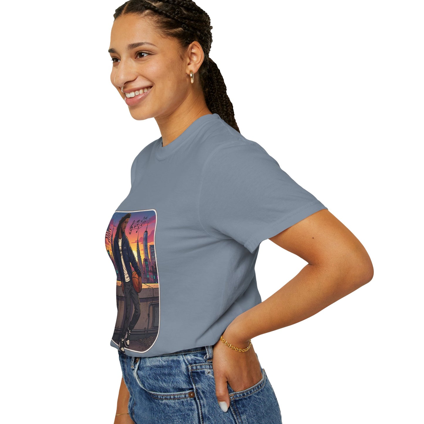 City Sunset Basketball Player T-Shirt — Urban Hoop Lifestyle Tee