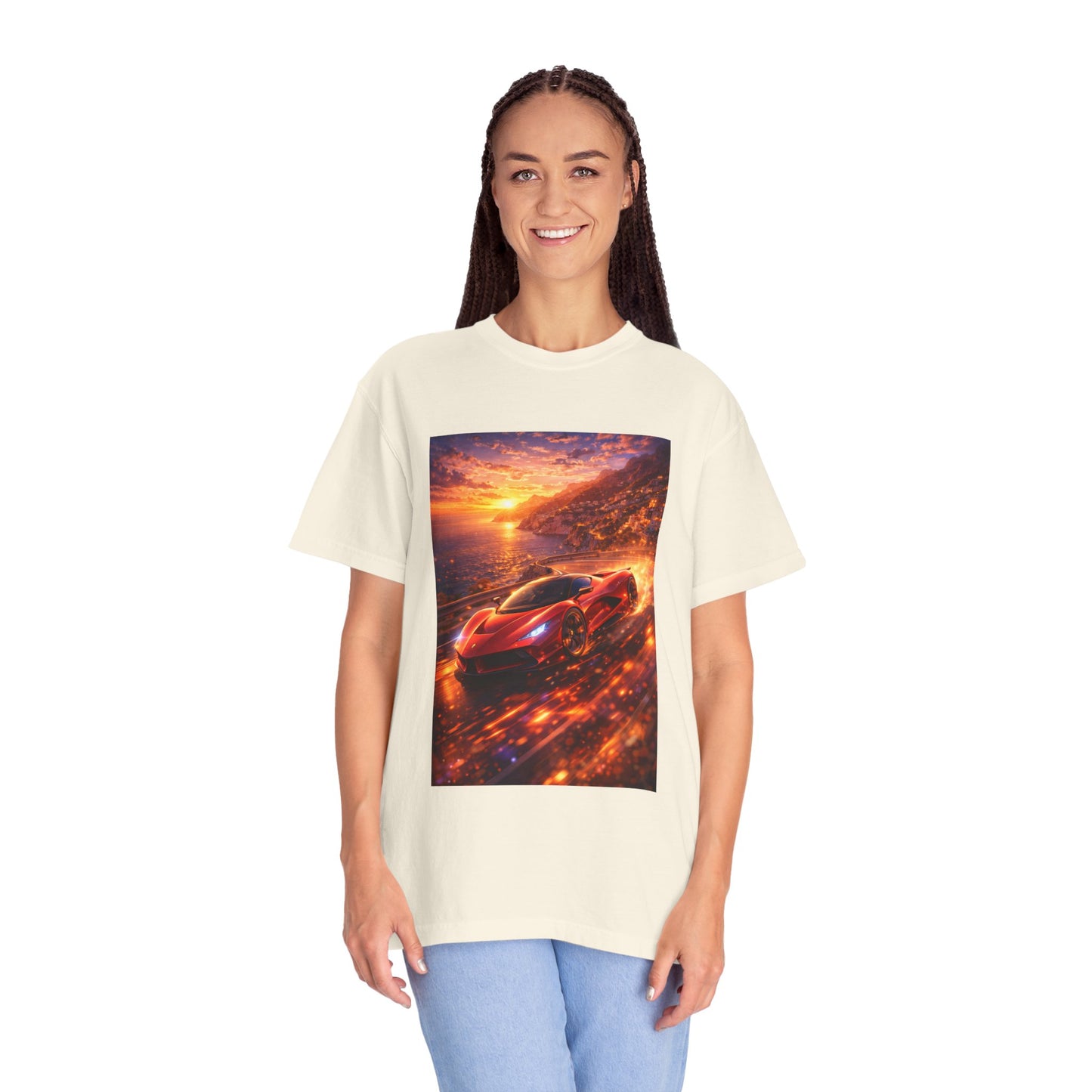 Ferrari F80- Amalfi Coast, Italy - T‑Shirt — Red Sports Car Print