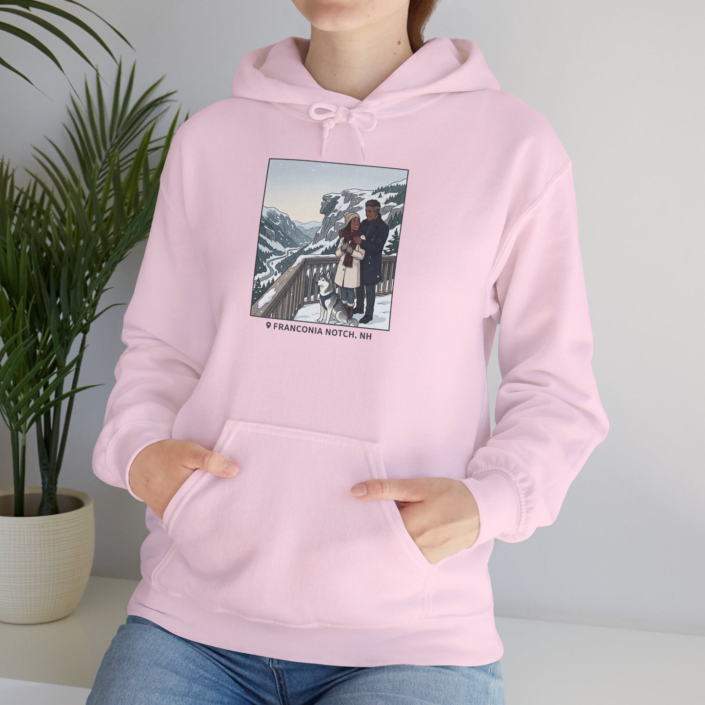 Winter Couple Photo Hoodie — Vintage Alps Travel Graphic Sweatshirt