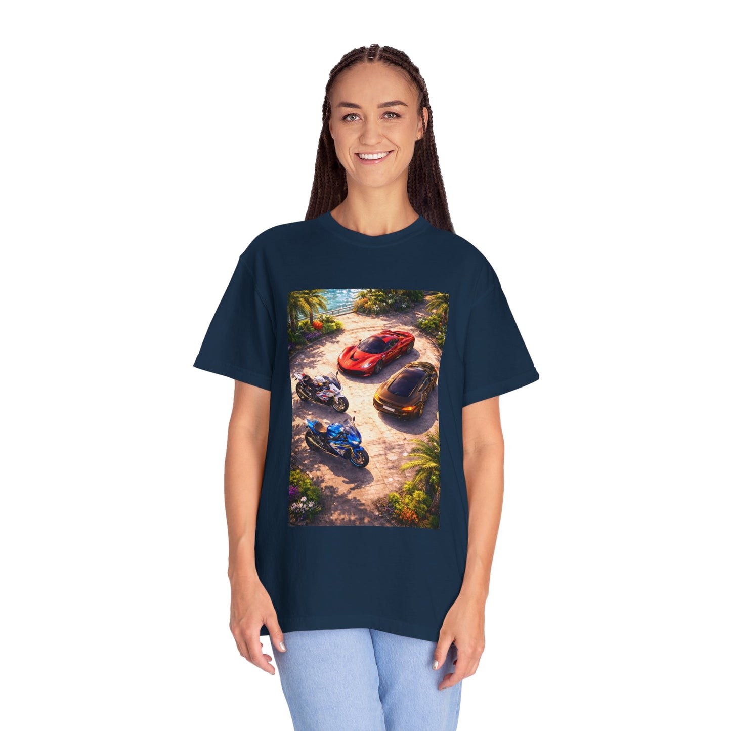 MULTI-VEHICLE - T-Shirt — Tropical Sports Cars & Motorbikes Print