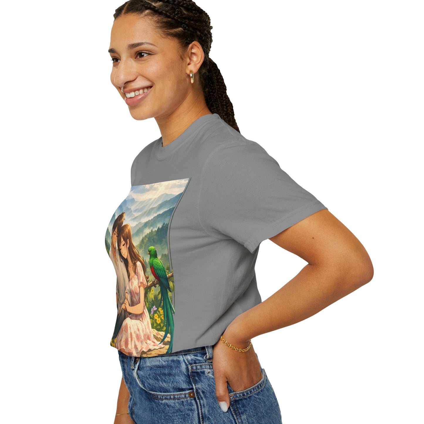 Romantic Anime Couple T-Shirt — Sunset Meadow Illustration