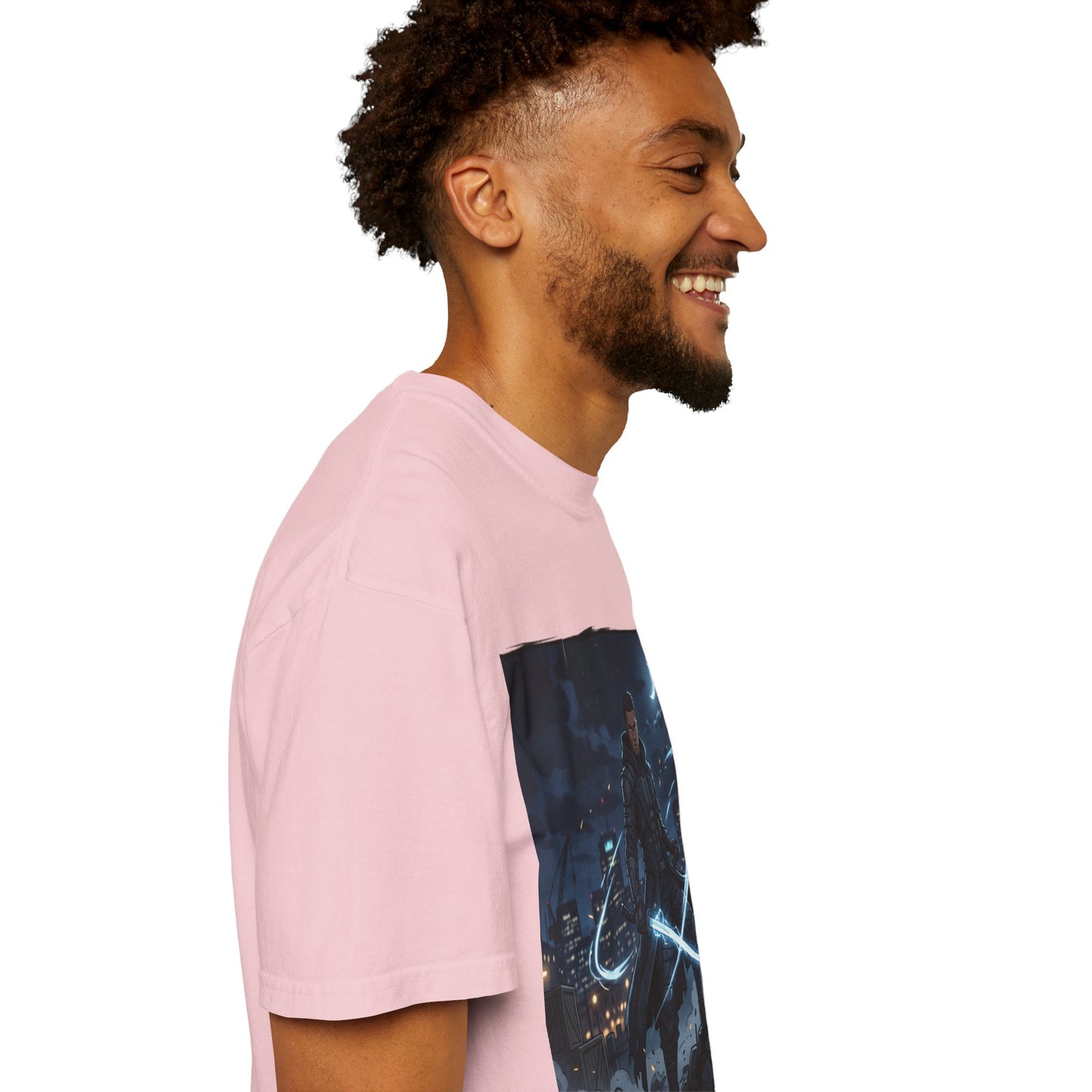 Urban Night Warrior T-Shirt — Neon Samurai Cityscape