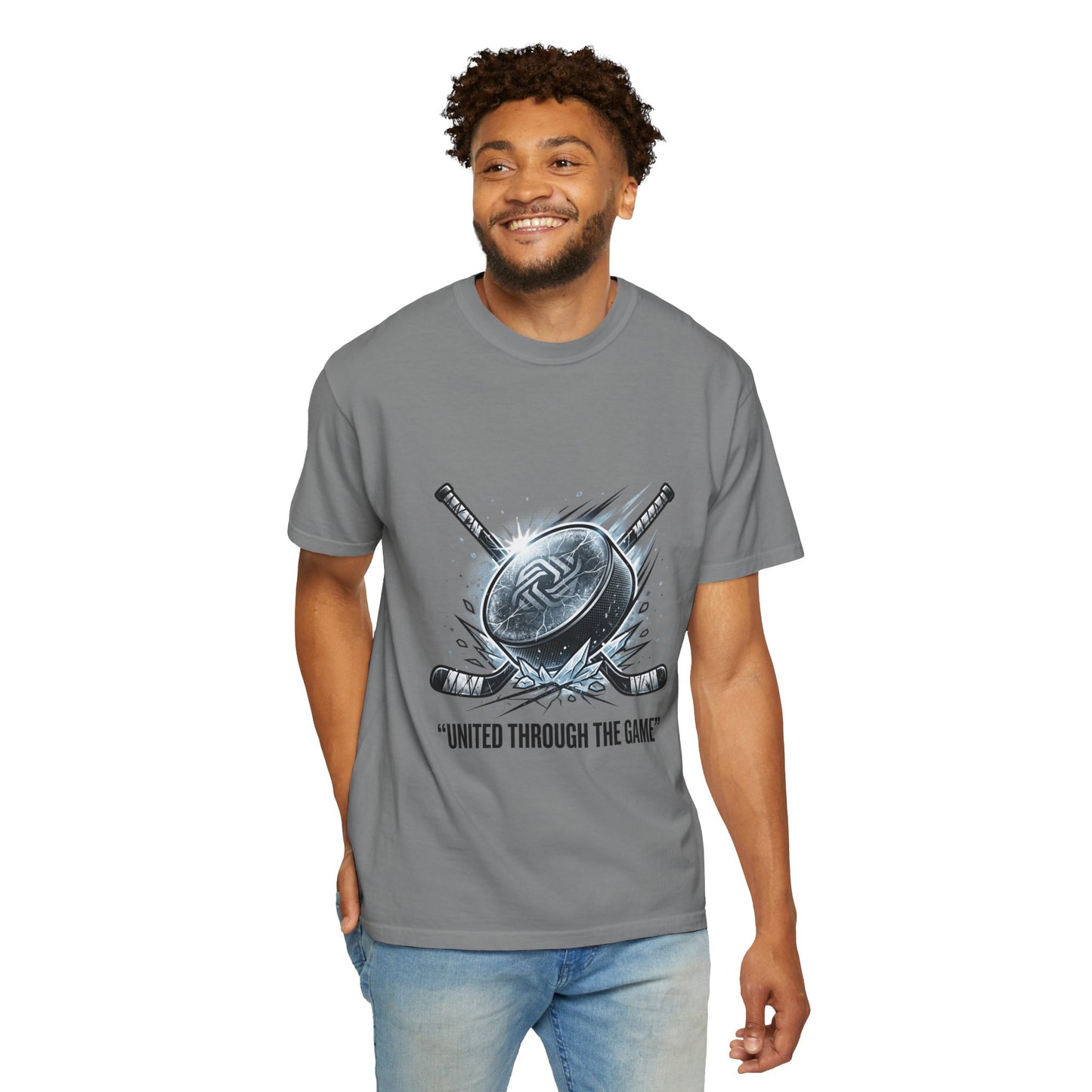 Hockey Graphic Tee — "United Through the Game" Team Spirit T-Shirt