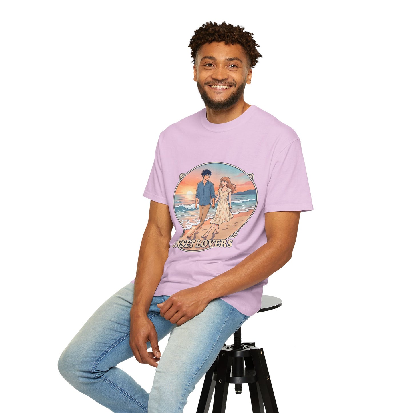 Sunset Lovers Beach T-Shirt — Romantic Couple Graphic Tee