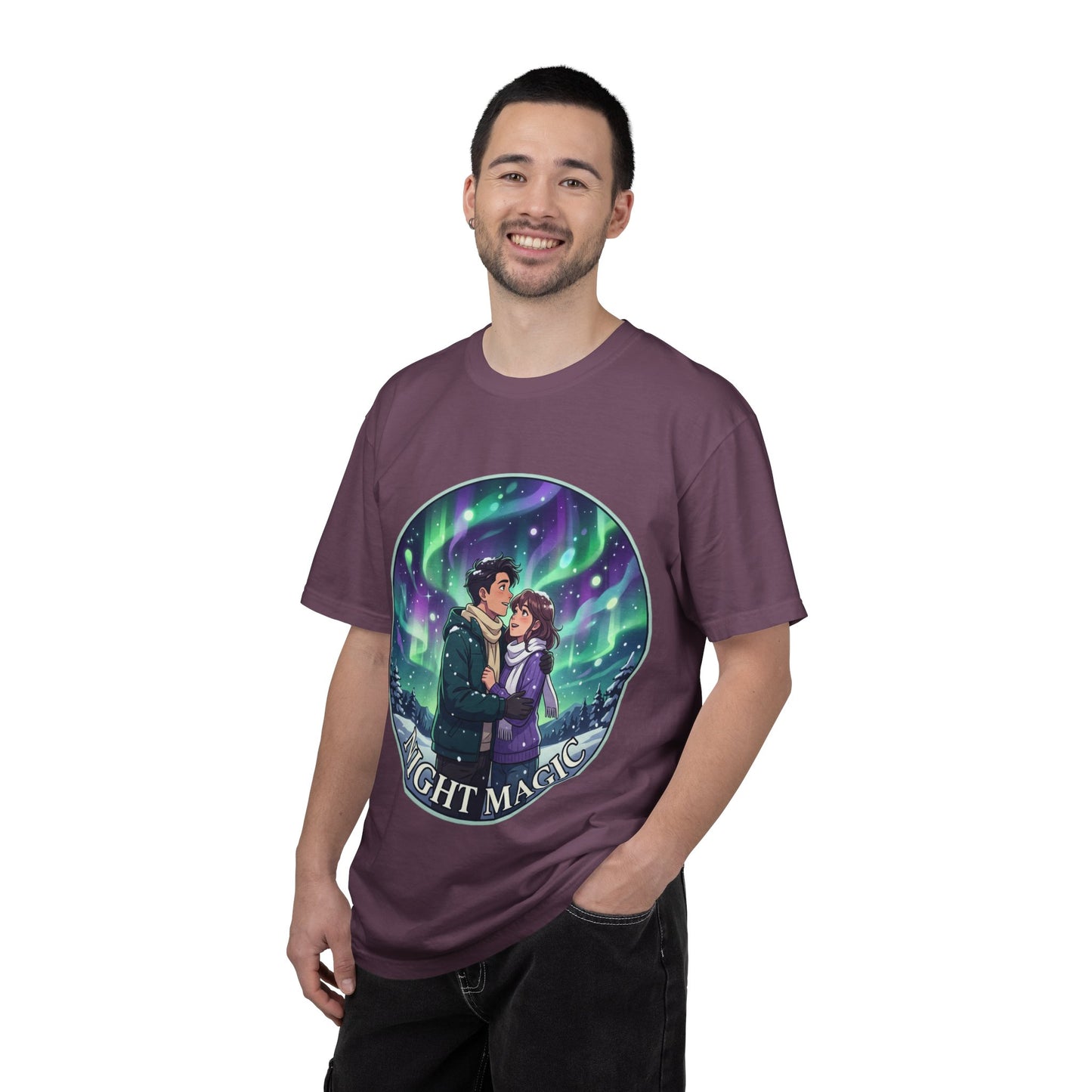 Night Magic T-Shirt — Northern Lights Couple Illustration