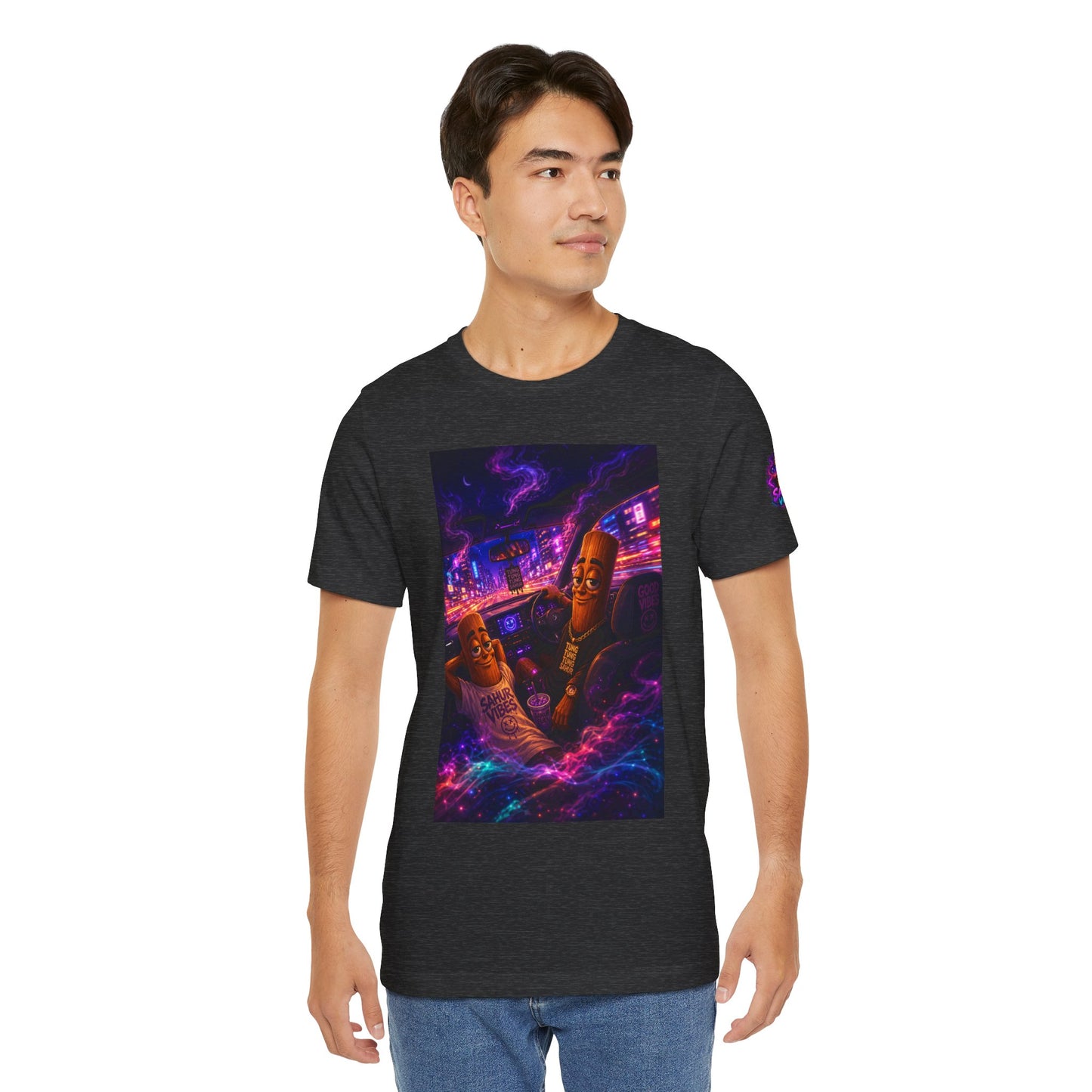 Tung Tung Tung Sahur Who Ride Like Us T-Shirt — Night Cruise Vaporwave Graphic Tee
