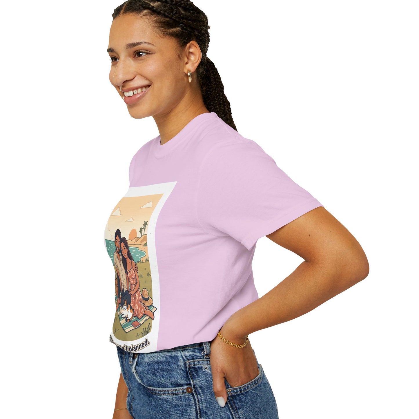 Beach Picnic Couple T‑Shirt — “The best days aren’t planned.” Relaxed Vacation Tee