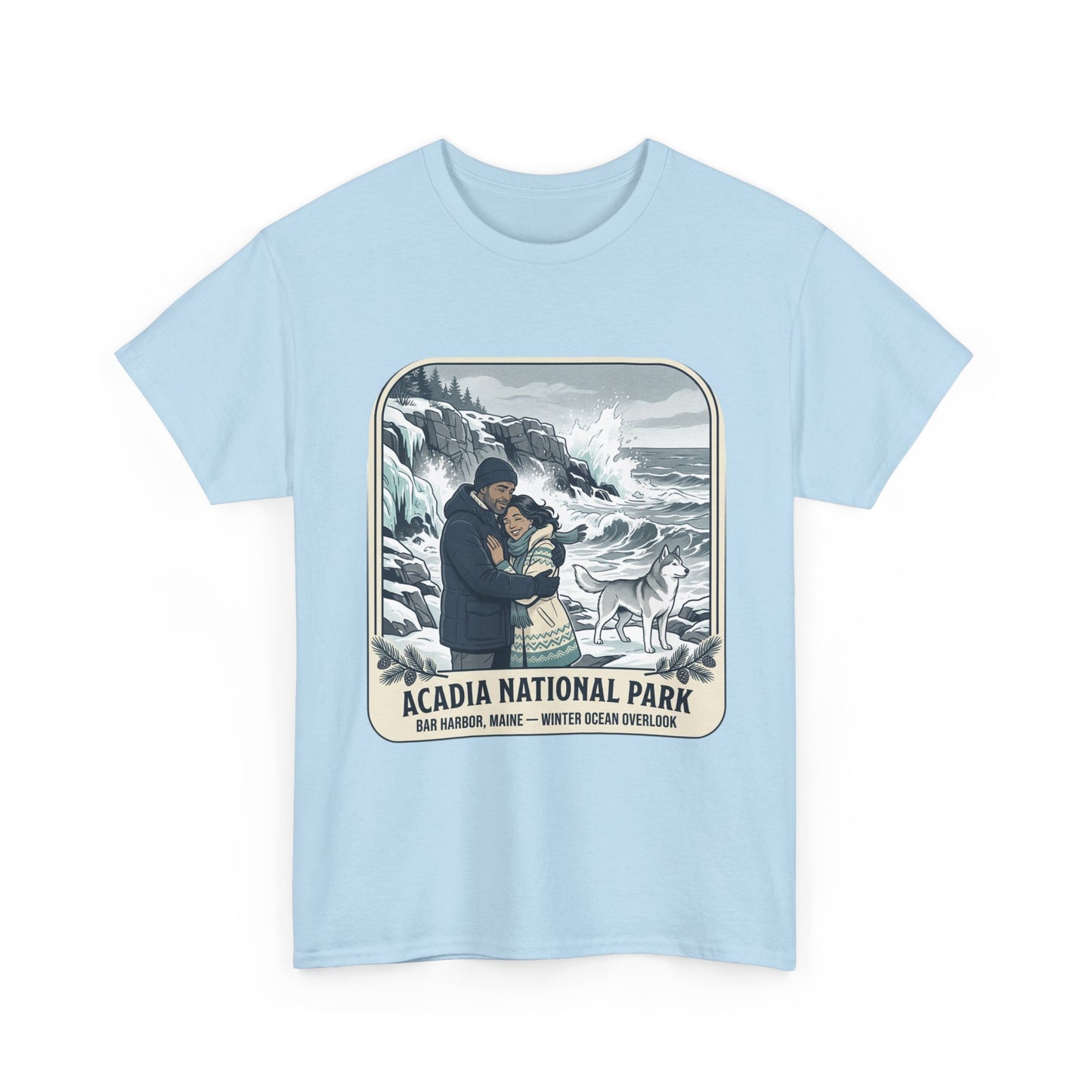 Acadia National Park Tee — Coastal Winter Couple Graphic