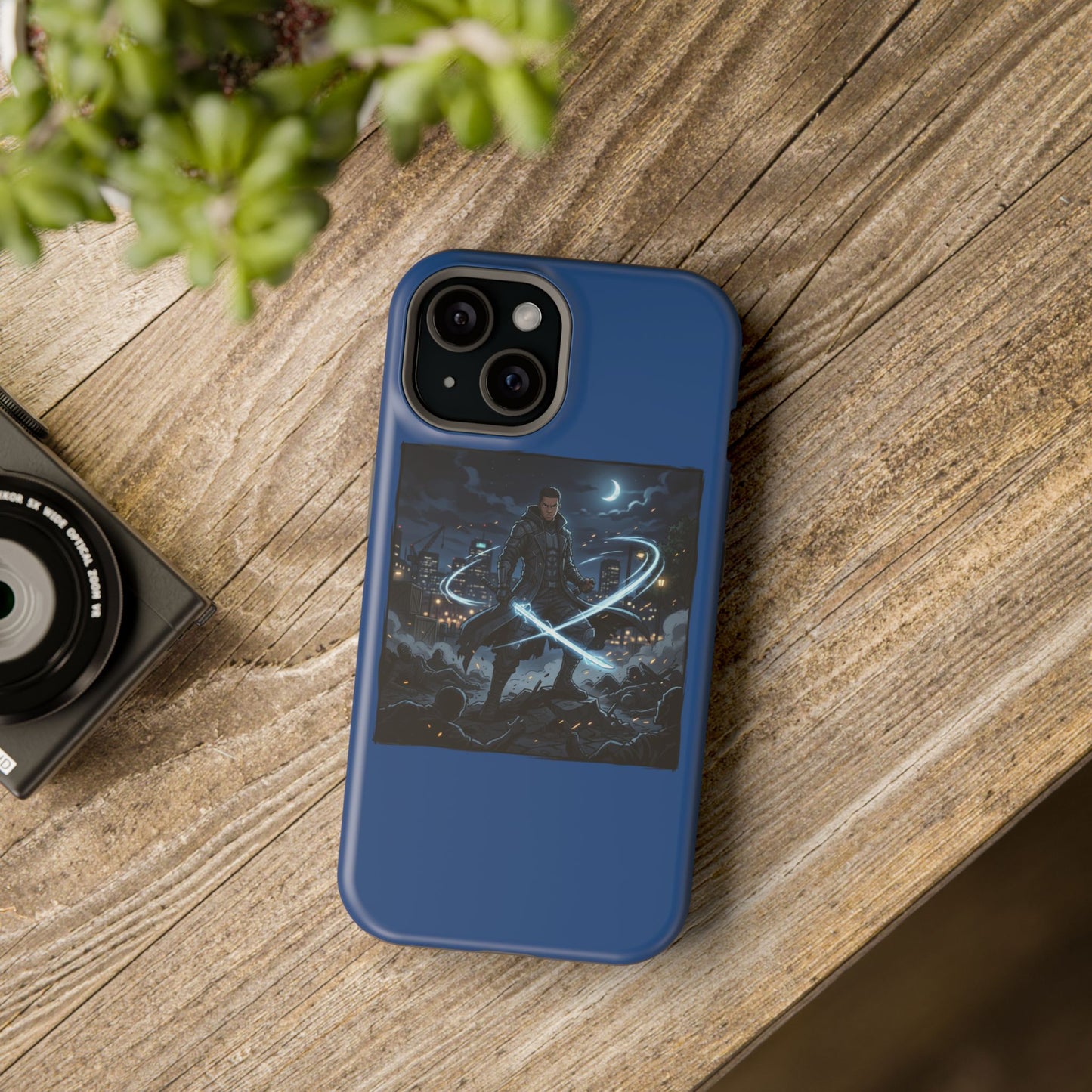 Magnetic Impact-Resistant Phone Case — Night Warrior Sci‑Fi Design