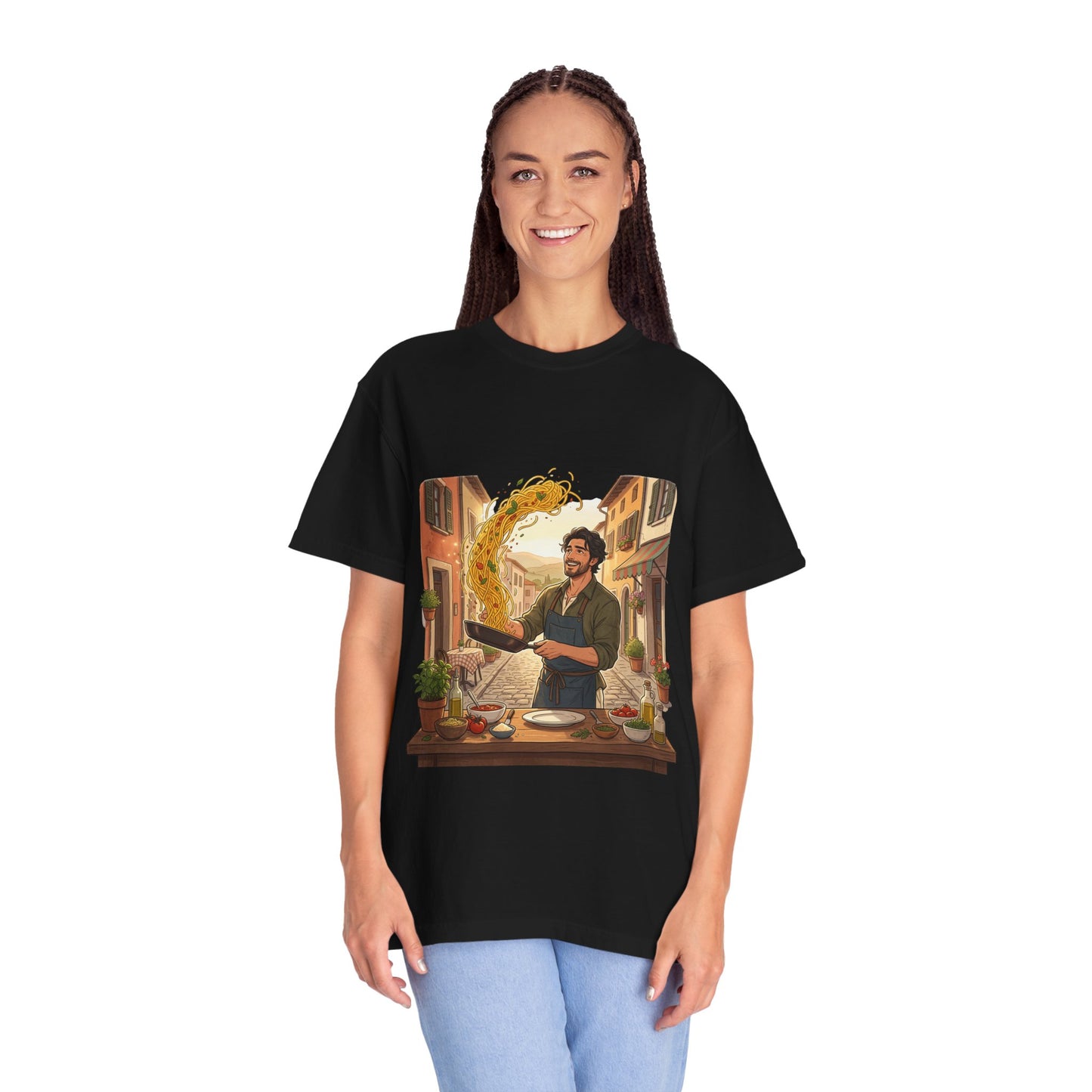 Italian Chef Pasta Toss T-Shirt — Vintage Street Kitchen Cooking Graphic Tee