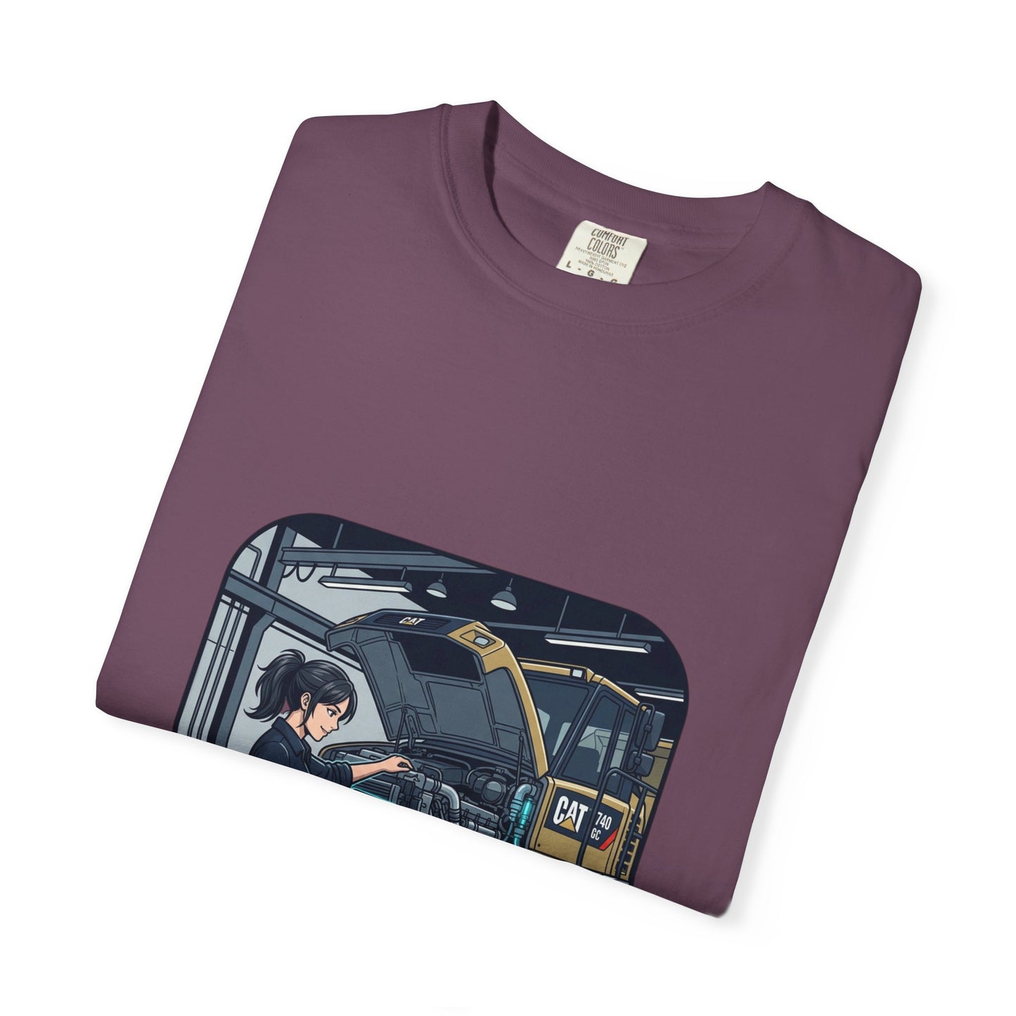 Mechanic Garage Scene T-Shirt — Vintage Truck Repair Illustration
