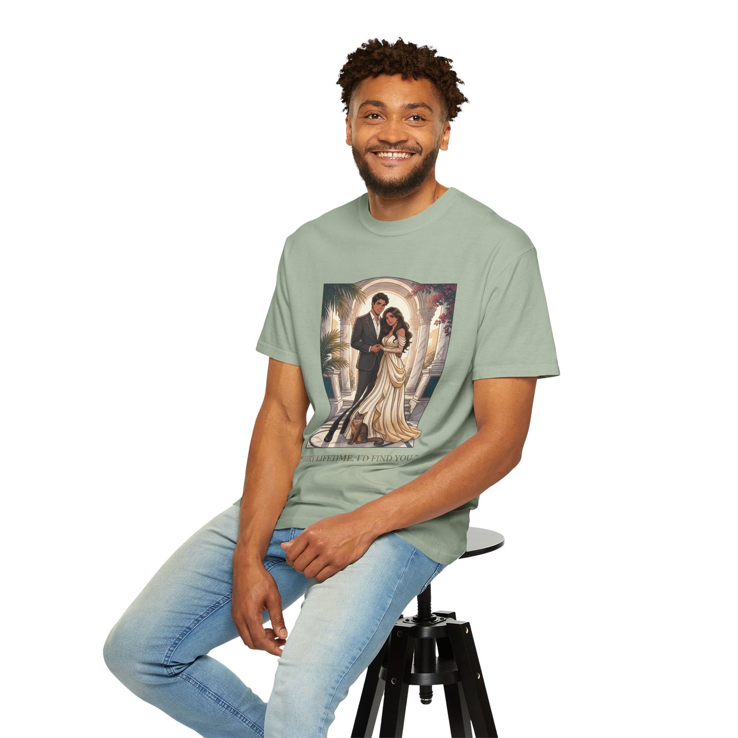 Romantic Vintage Wedding Portrait T-Shirt — "In Every Lifetime, I'd Find You"