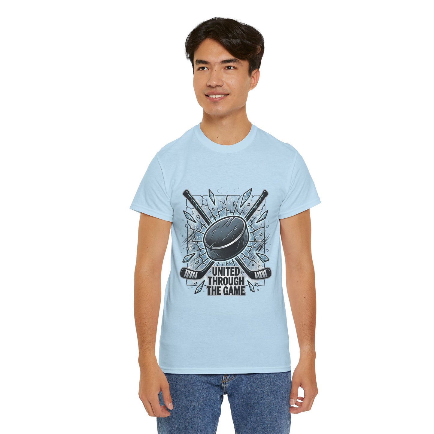 Hockey T-Shirt — "United Through the Game" Graphic Tee