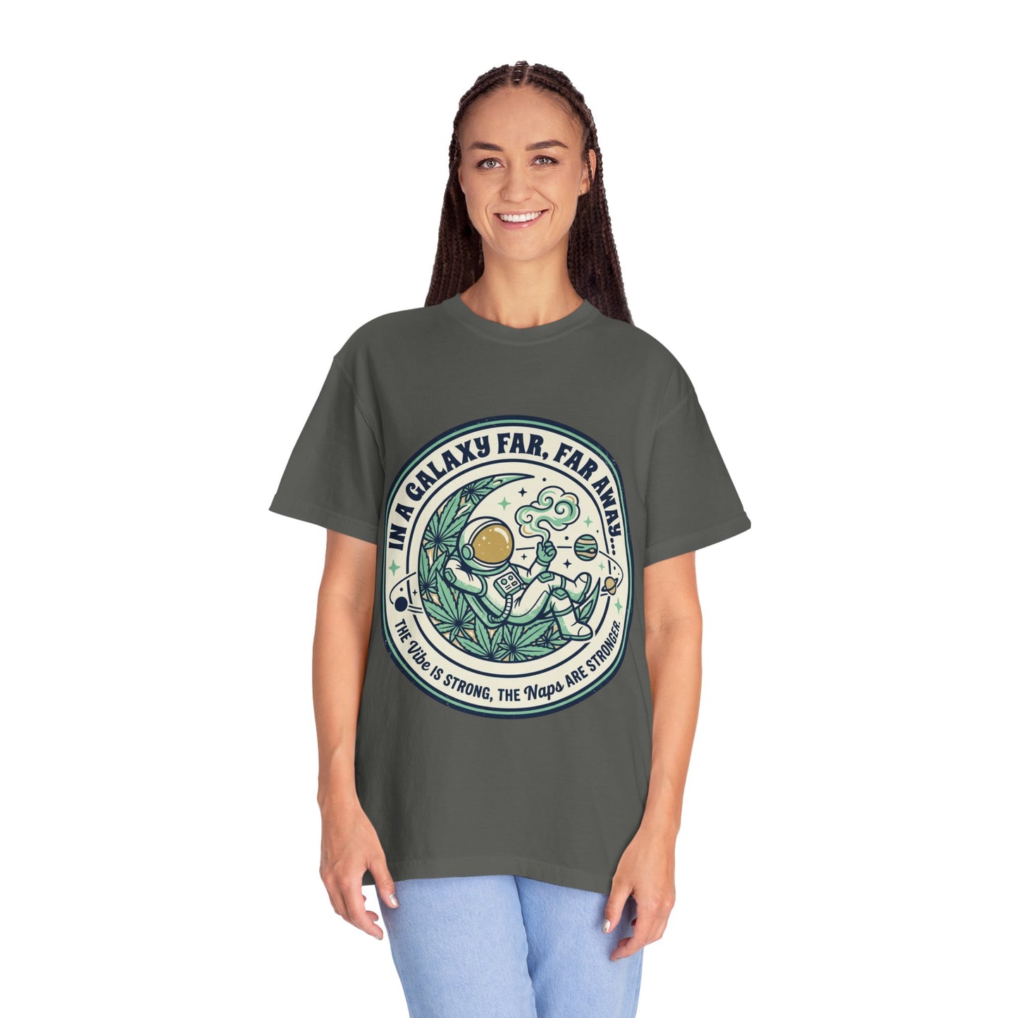 T-Shirt — "In a Galaxy Far, Far Away" Retro Space Nap Graphic Tee