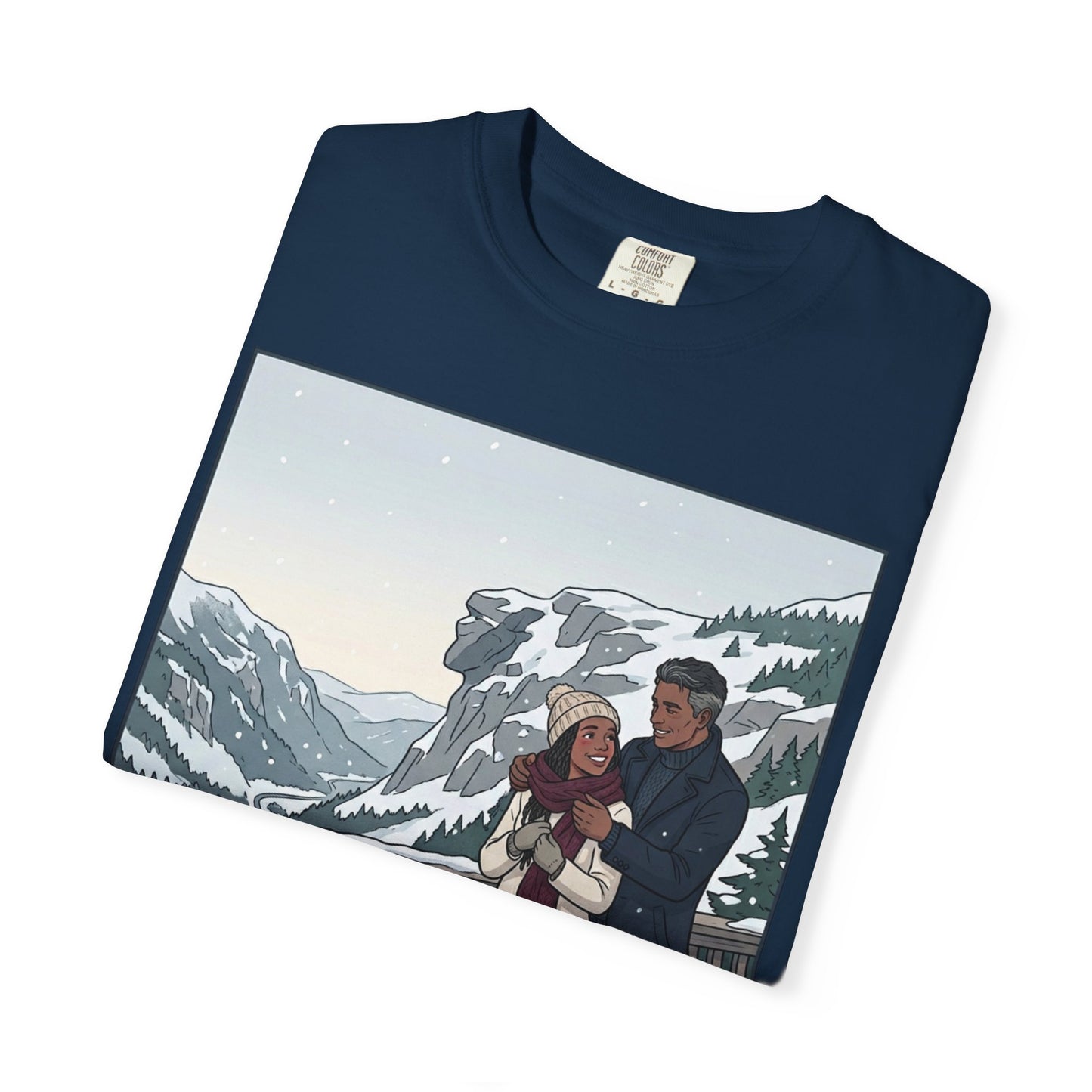 Franconia Notch NH Winter View T-Shirt — Scenic Couple & Husky Travel Tee