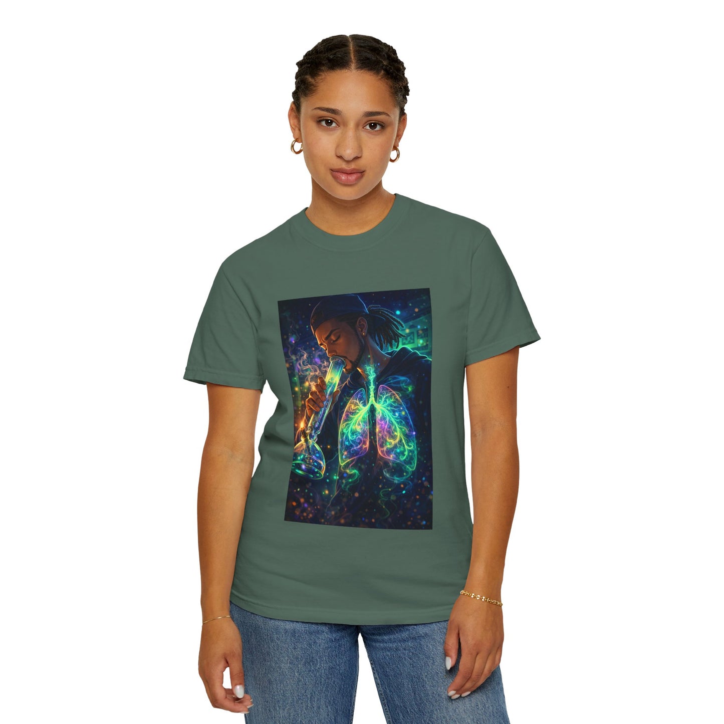 Cosmic Lungs T-Shirt — Neon Anatomical Art Tee