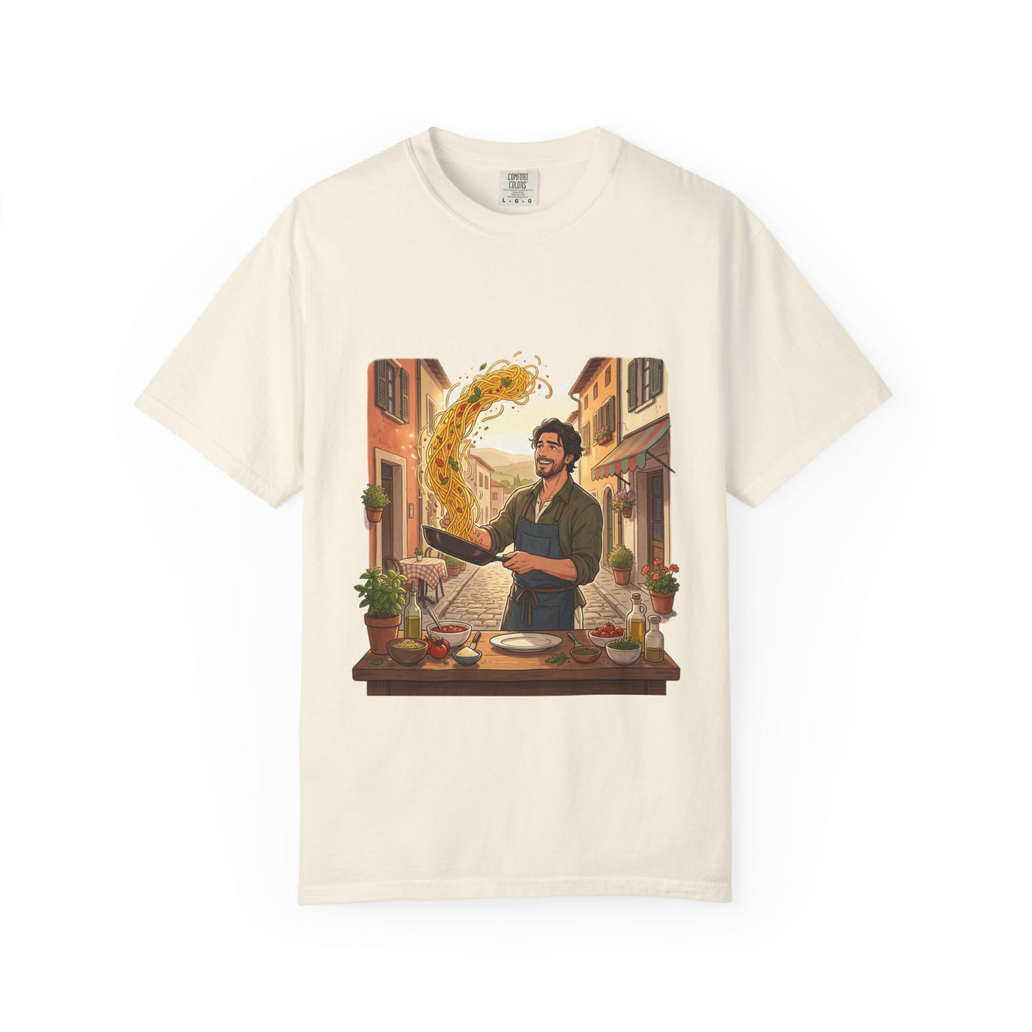 Italian Chef Pasta Toss T-Shirt — Vintage Street Kitchen Cooking Graphic Tee