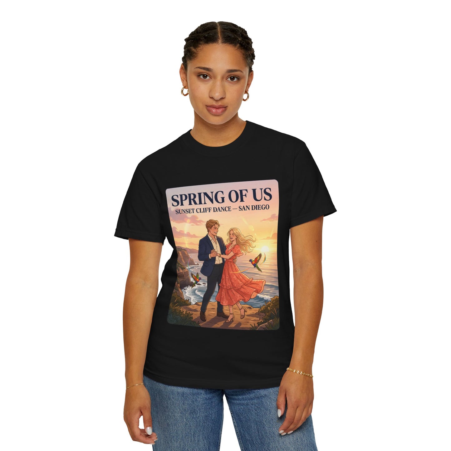 Spring of Us T‑Shirt — Sunset Cliff Dance San Diego Vintage Romance Tee