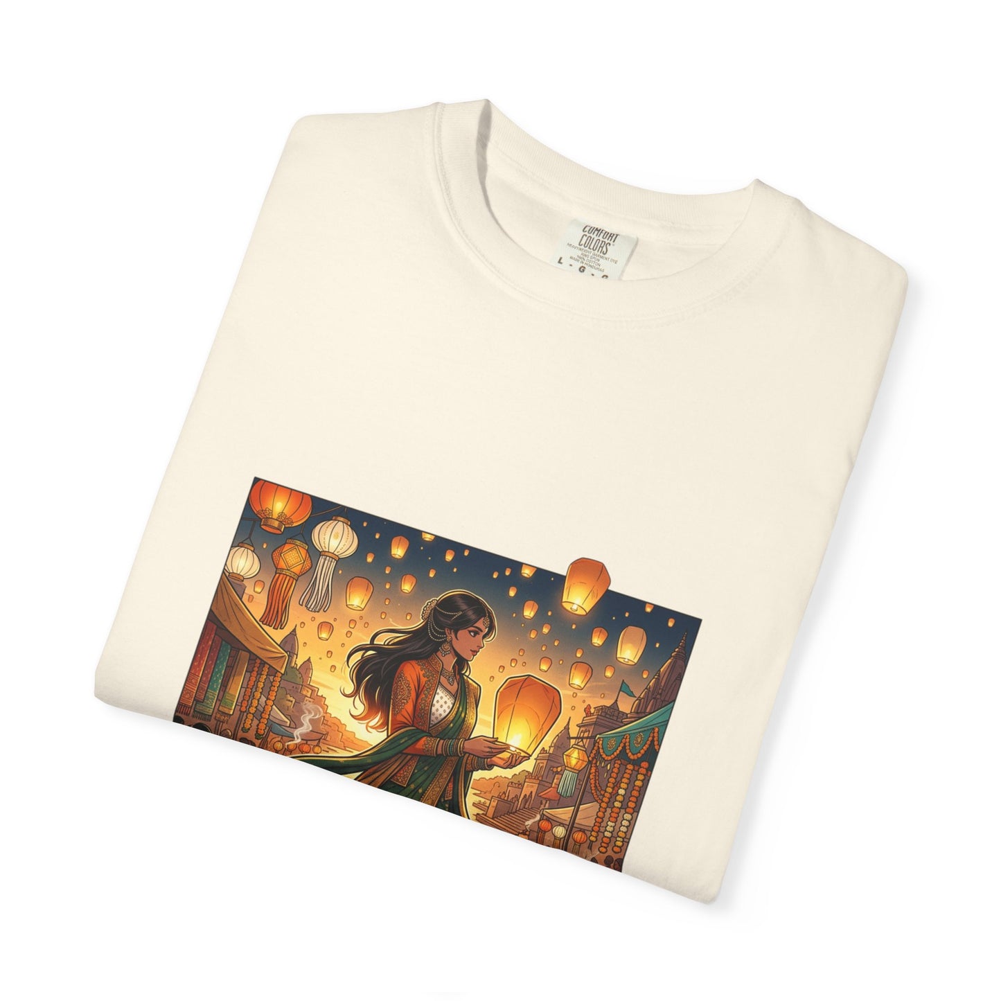 Diwali Lantern Festival T-Shirt — Indian Dancer with Floating Sky Lanterns