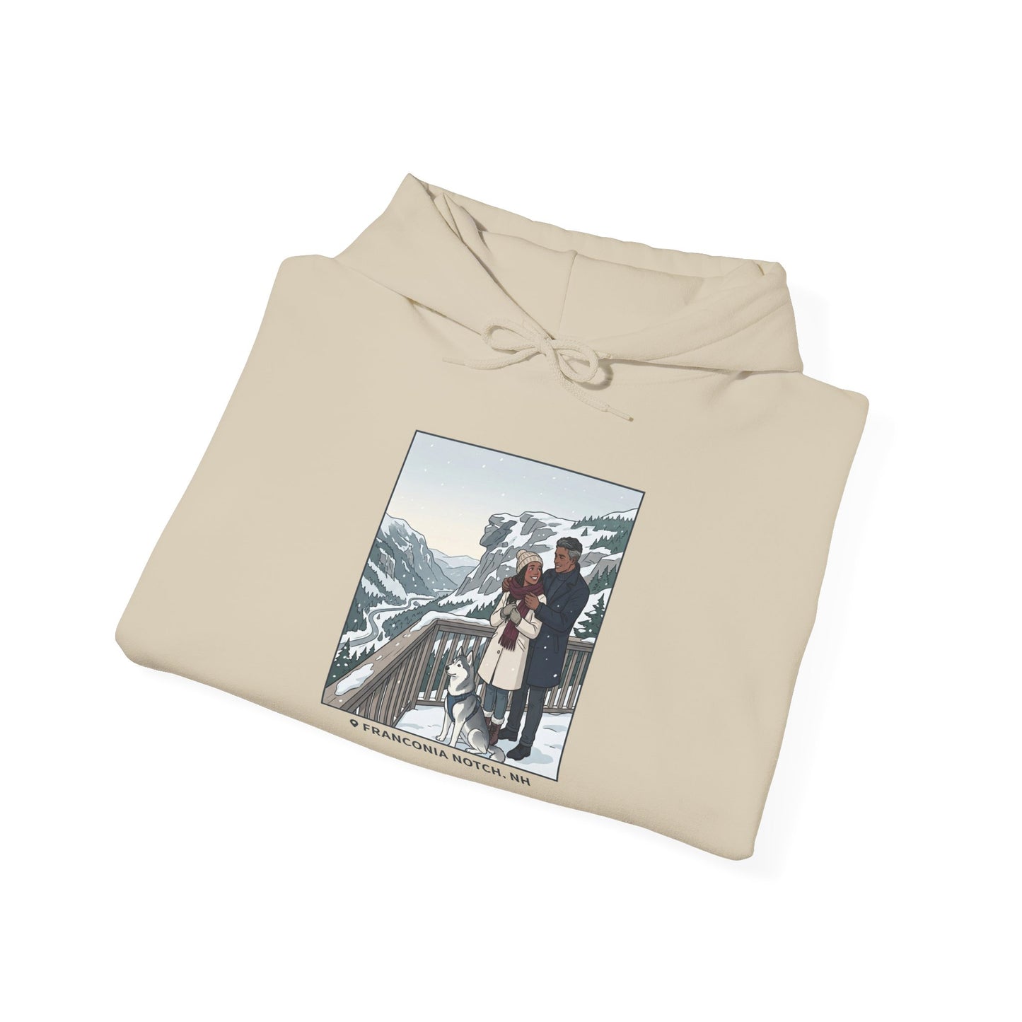 Winter Couple Photo Hoodie — Vintage Alps Travel Graphic Sweatshirt