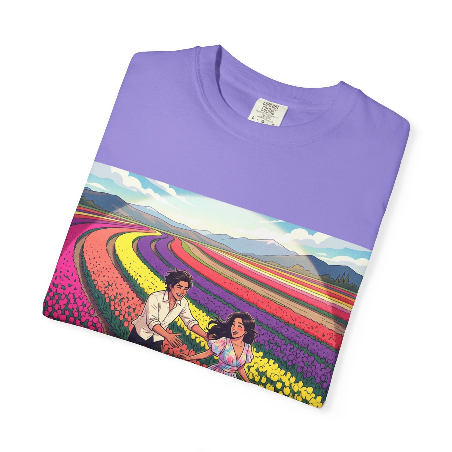Spring of Us T-Shirt — Floral Field Vintage Couple Graphic Tee