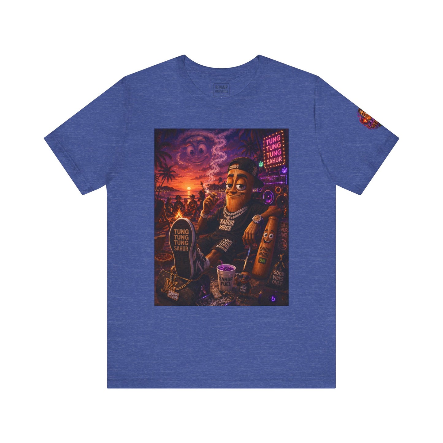 Tung Tung Tung Sahur Laid-Back Nightlife Graphic Tee — "Things Take Time" Urban Cartoon Design