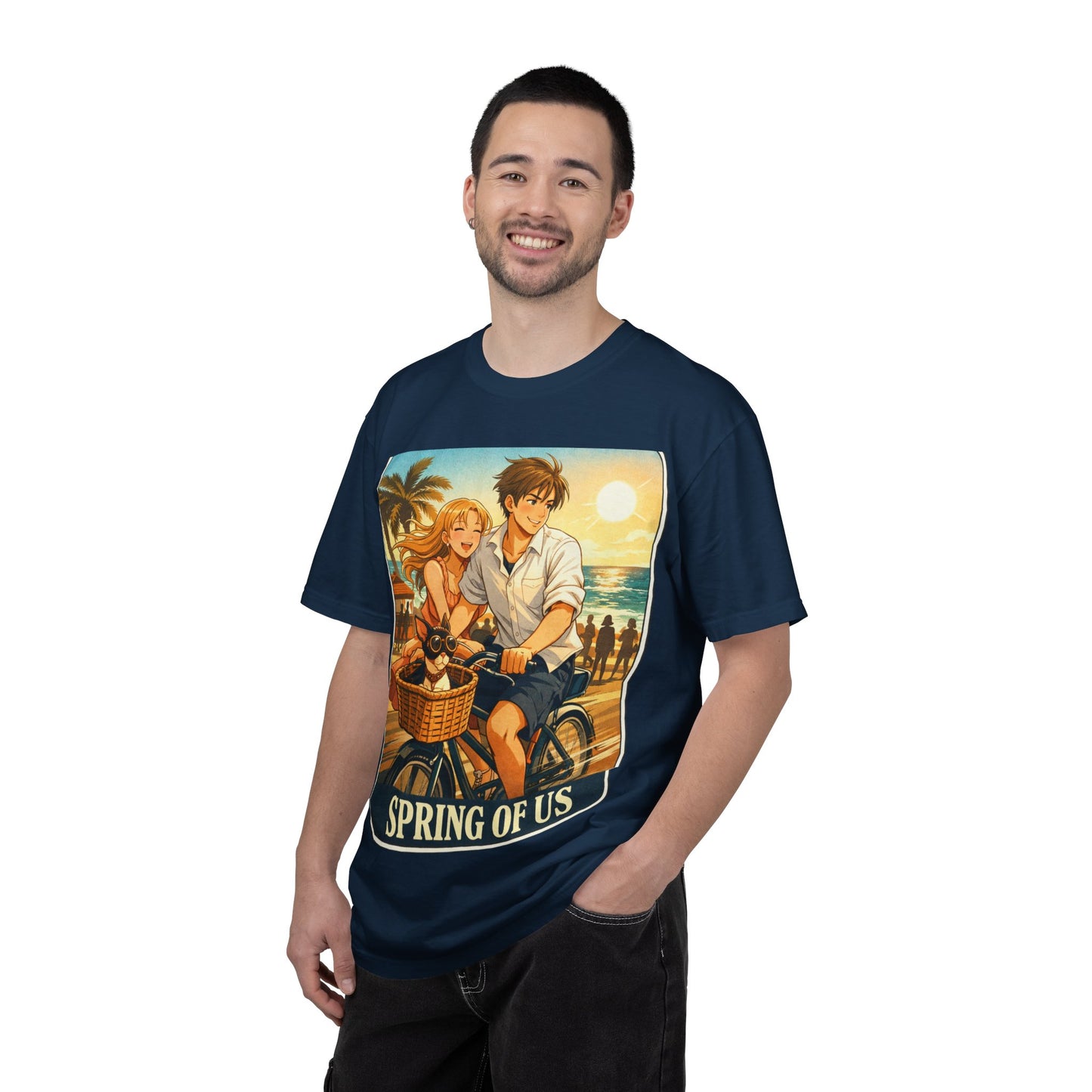 Spring of Us T-Shirt — Vintage Beach Couple Bicycle Design