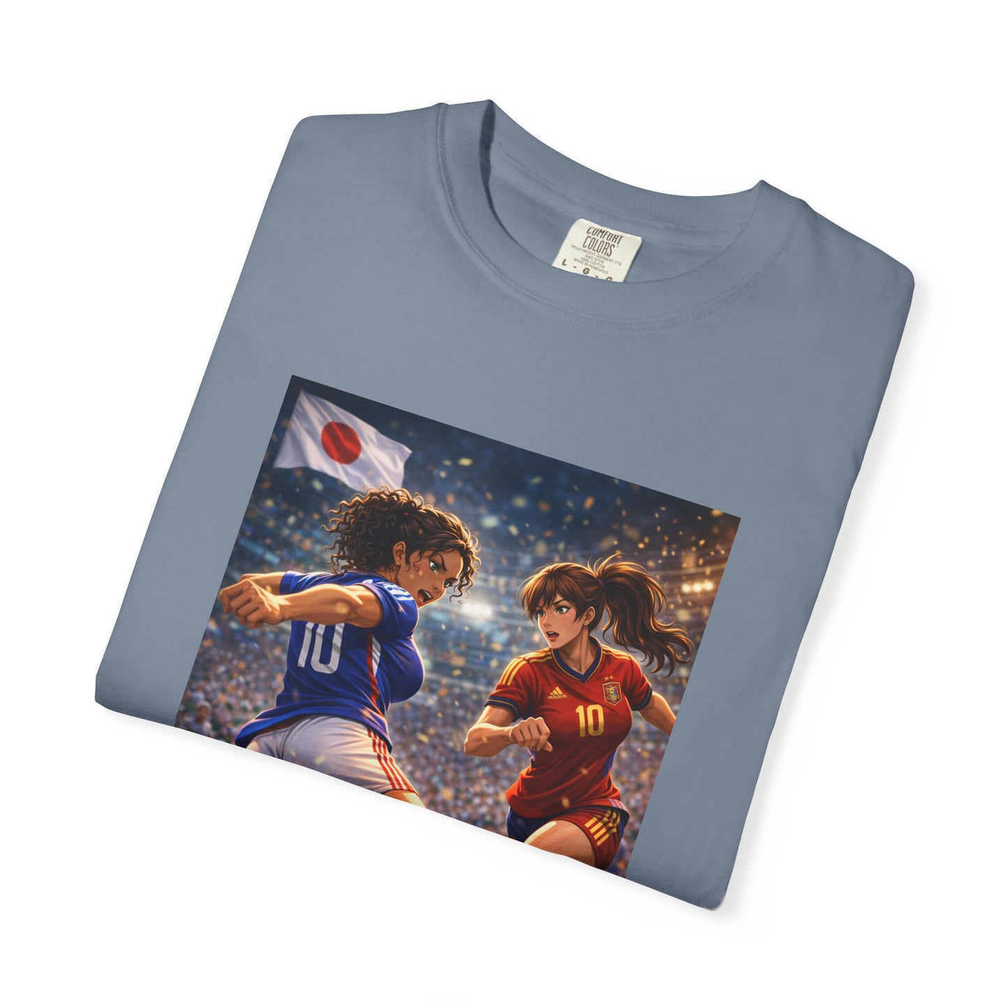 JAPAN Soccer Duel Graphic T-Shirt — Intense Japan vs Spain Football Art