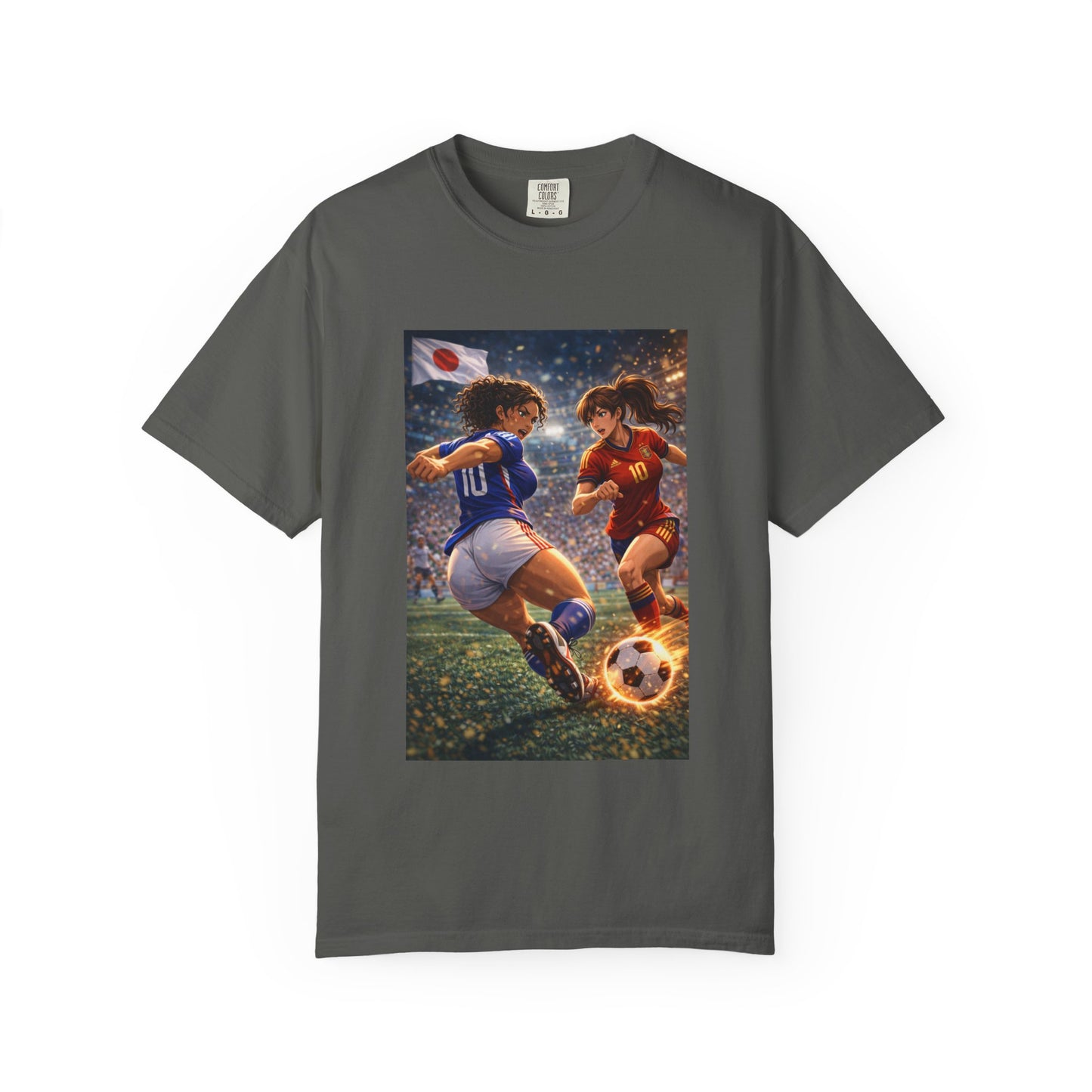 JAPAN Soccer Duel Graphic T-Shirt — Intense Japan vs Spain Football Art