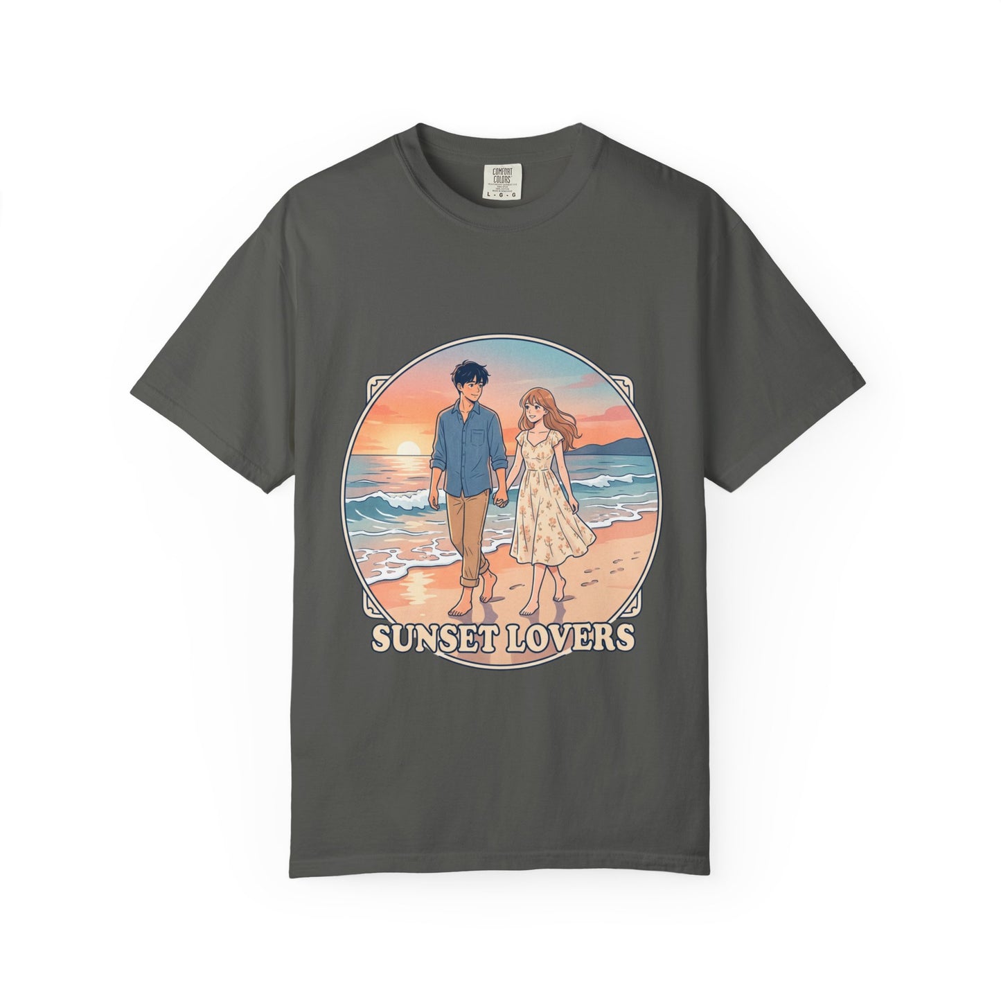 Sunset Lovers Beach T-Shirt — Romantic Couple Graphic Tee