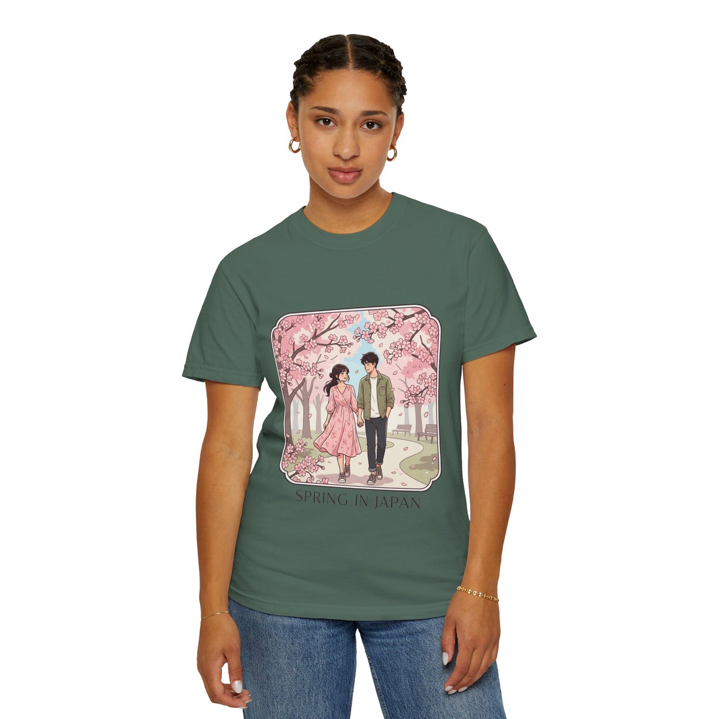 Spring in Japan T-Shirt — Cherry Blossom Couple Graphic Tee