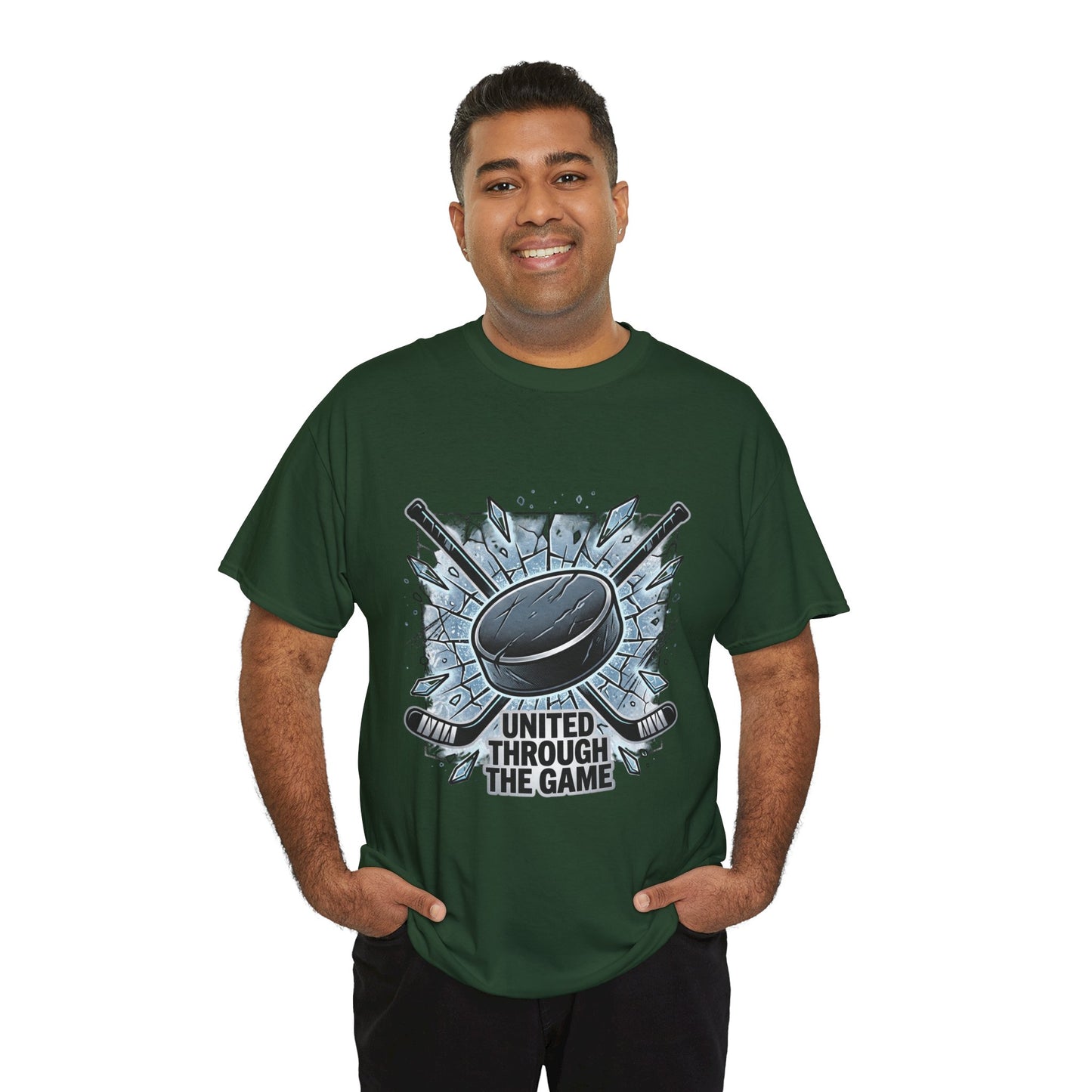 Hockey T-Shirt — "United Through the Game" Graphic Tee